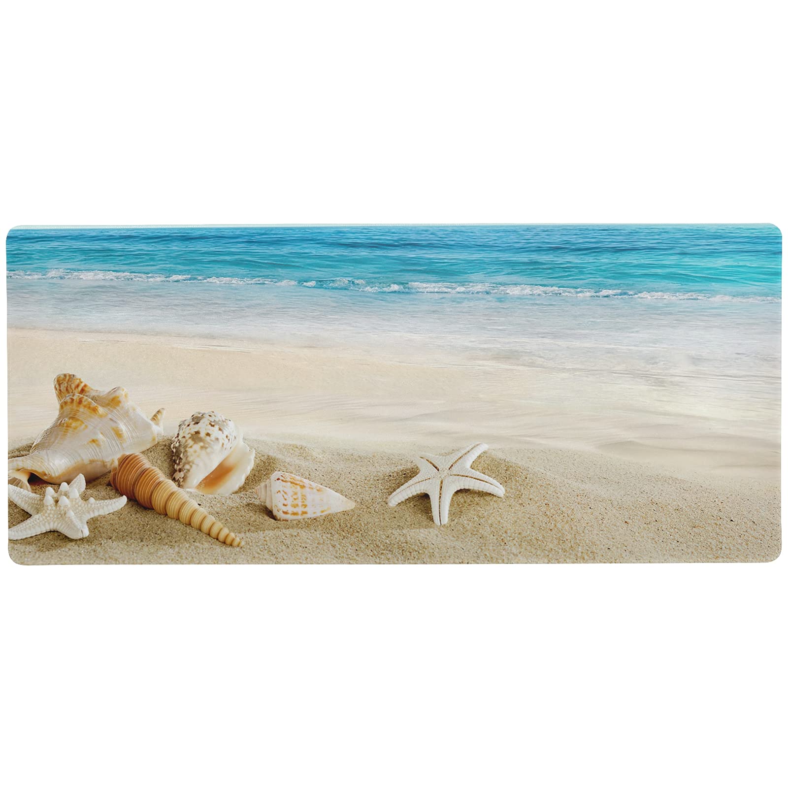Extra Large Gaming Mouse Pad with Non-Slip Base - Beach Seashell Design Desk Mat for Office, Home & PC Gaming - Perfect for Computer Work, Writing & Extended Gaming Sessions
