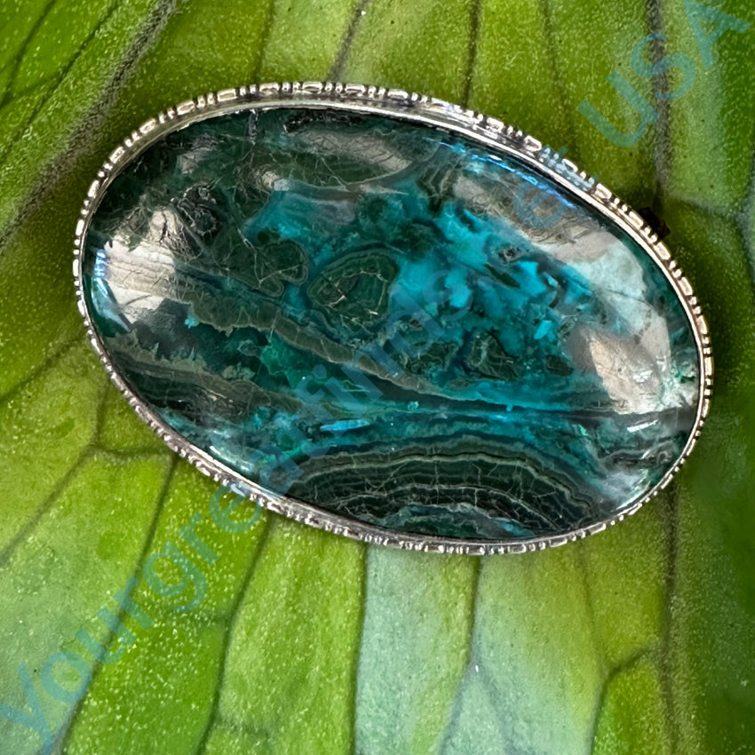 Vintage Navajo Large Oval Brooch Pin - Handmade Chrysocolla Malachite Jewelry for Women - Perfect for Weddings, Parties & Special Occasions
