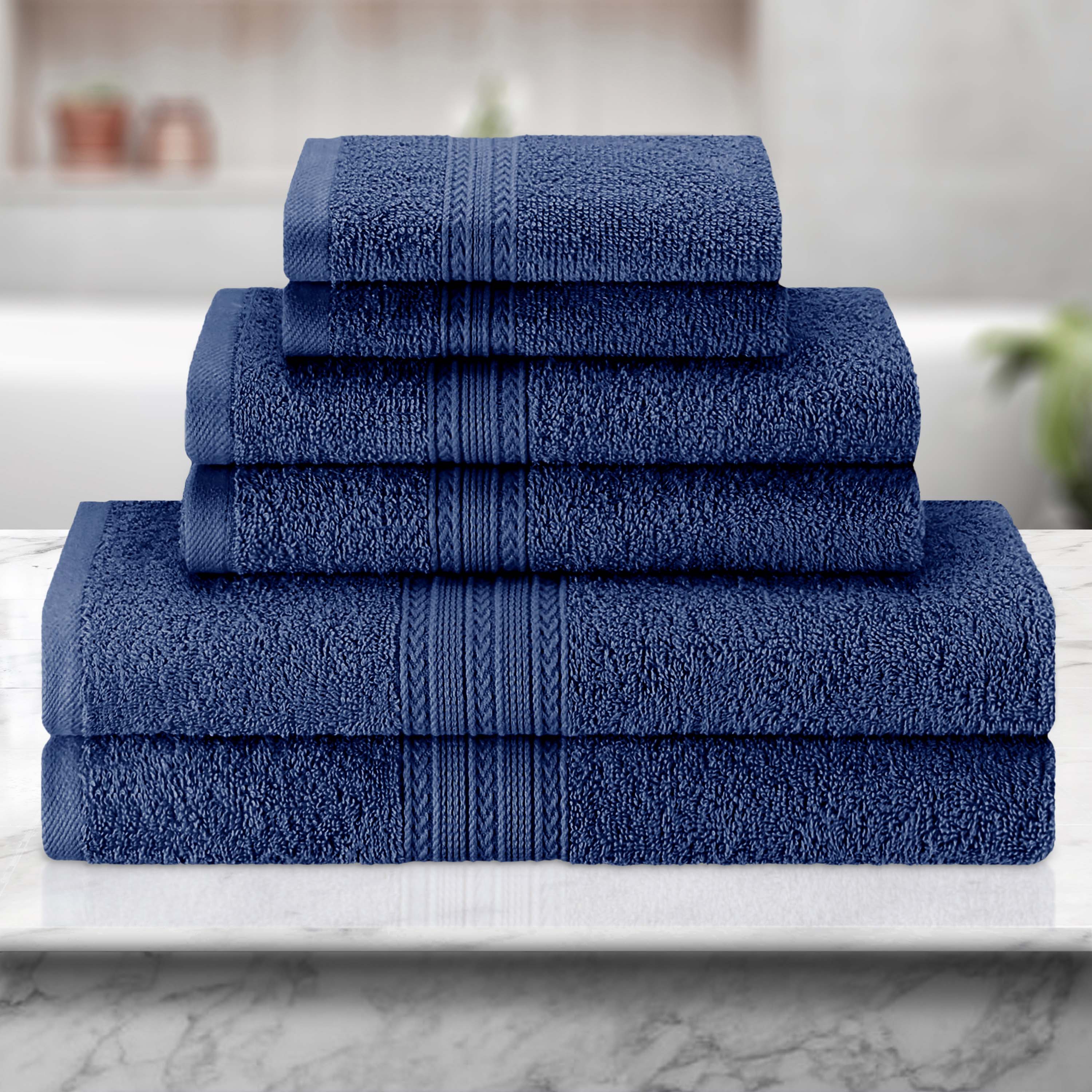 Premium 6-Piece Eco-Friendly Cotton Ring Spun Bath Towel Set - Soft, Absorbent & Sustainable for Spa, Gym, and Luxury Bathroom Use