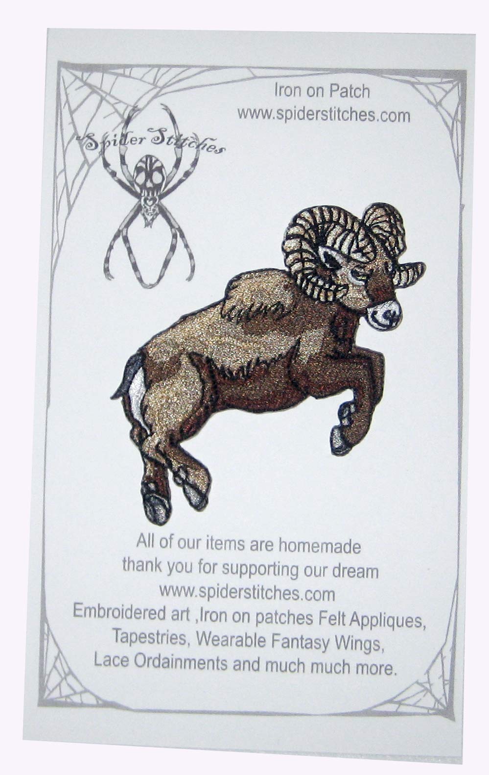 Leaping Bighorn Sheep Iron-On Patch - Ovis Canadensis Big Horn Embroidered Badge for Jackets, Hats & Backpacks - Perfect for Outdoor Enthusiasts & Wildlife Lovers