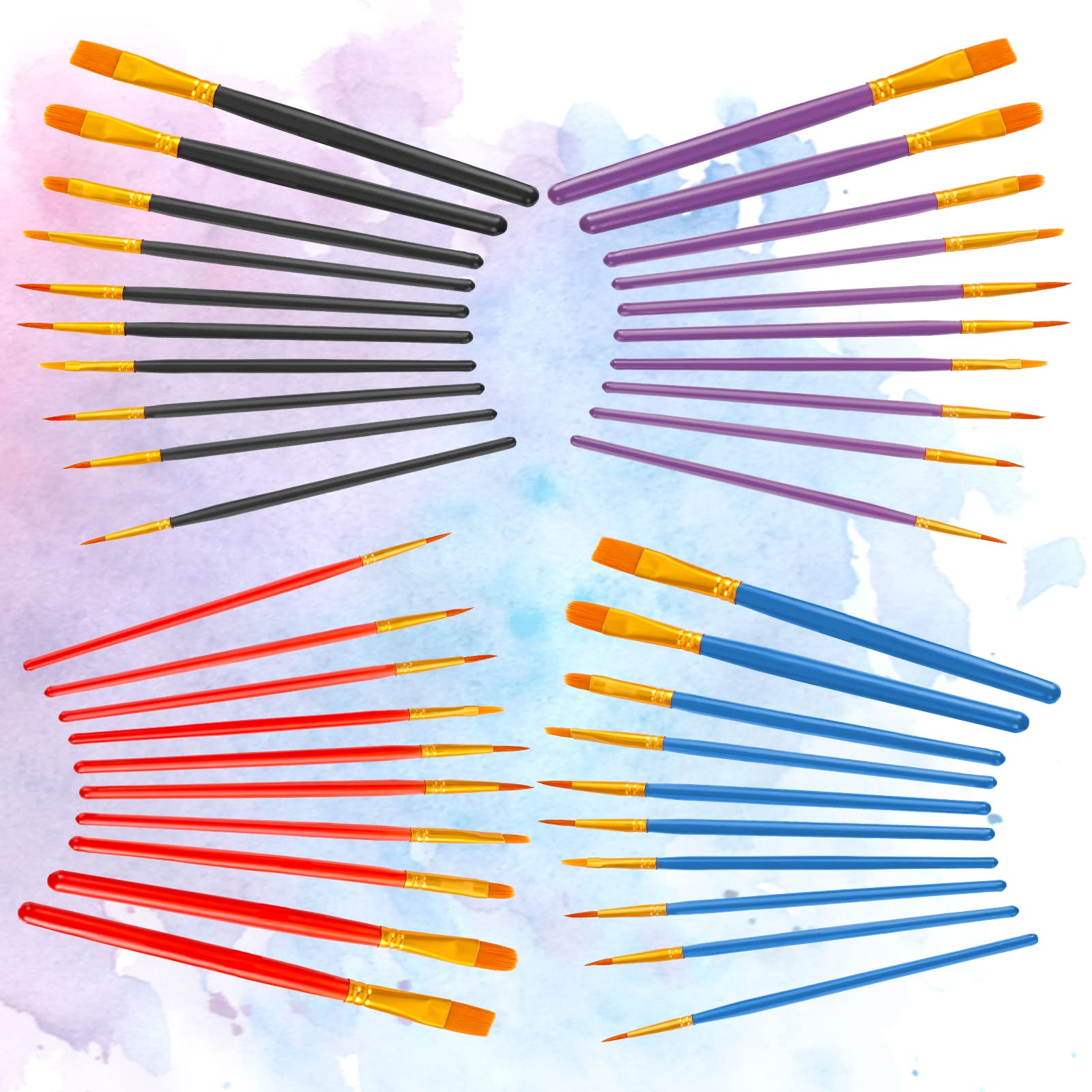 40 Pcs Acrylic Paint Brushes Set - Professional Nylon Artist Brushes for Acrylic, Oil & Watercolor Painting - Perfect for Miniature Detailing, Face/Nail Art, Rock Painting & Canvas Art - Ideal for Artists, Beginners & DIY Craft Projects