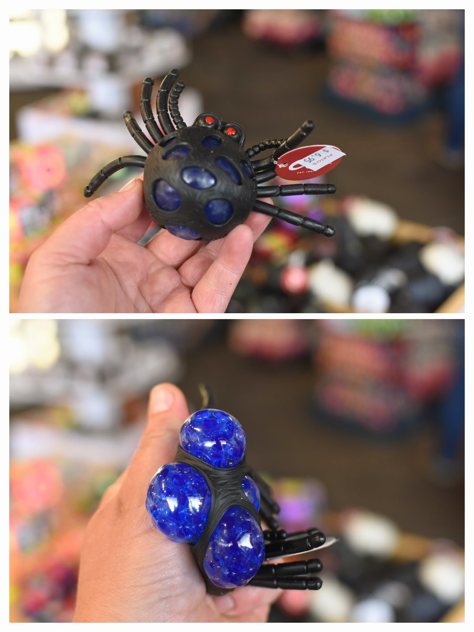 Black Gel Orb Filled Squishy Spider Sensory Toy - Stress Relief & Anxiety Fidget Toy for Kids & Adults - Perfect for Autism, ADHD, Office & Classroom Use