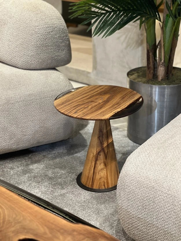 Handcrafted Walnut & Epoxy Resin Mushroom Side Table - Modern End Table for Living Room, Bedroom, or Office Decor - Unique Home Accent Furniture for Small Spaces