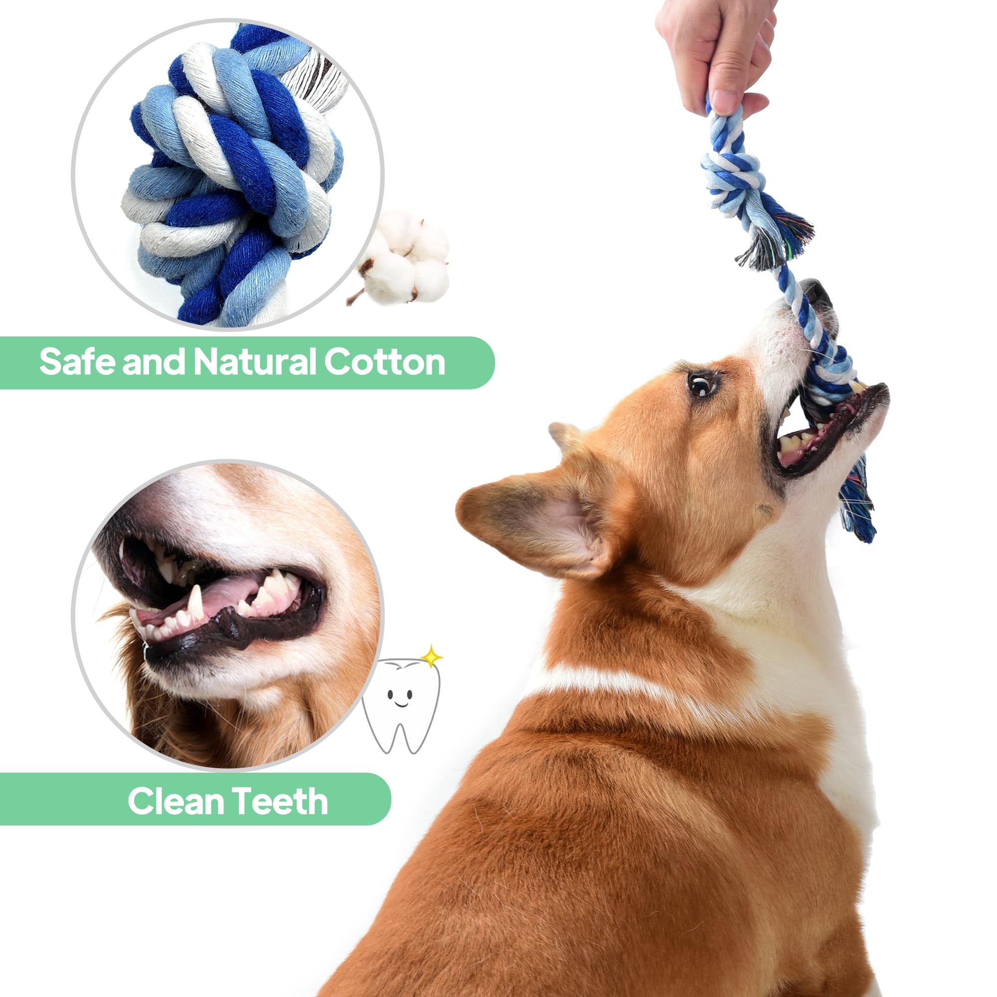 Durable 4 Pack Dog Rope Toys for Small & Medium Dogs - Indestructible Puppy Chew Toys for Aggressive Chewers - Great for Tug of War, Teeth Cleaning & Boredom Relief - Perfect for Playtime, Training & Dental Health
