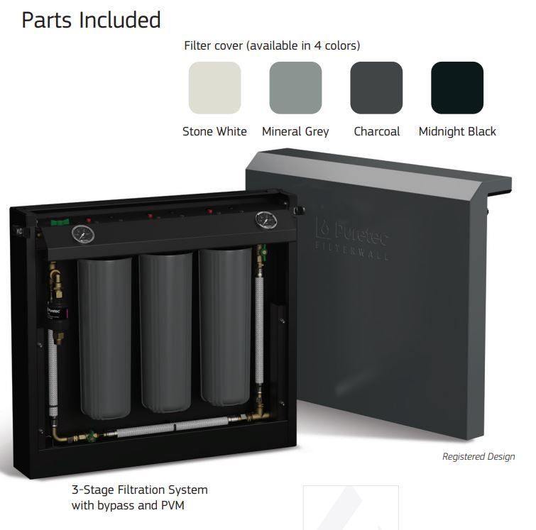 Puretec F5 Whole House Water Filtration System with Bypass Valve | High Capacity Sediment & Carbon Filter | Perfect for Well Water & Municipal Supply | Home, RV & Cabin Use