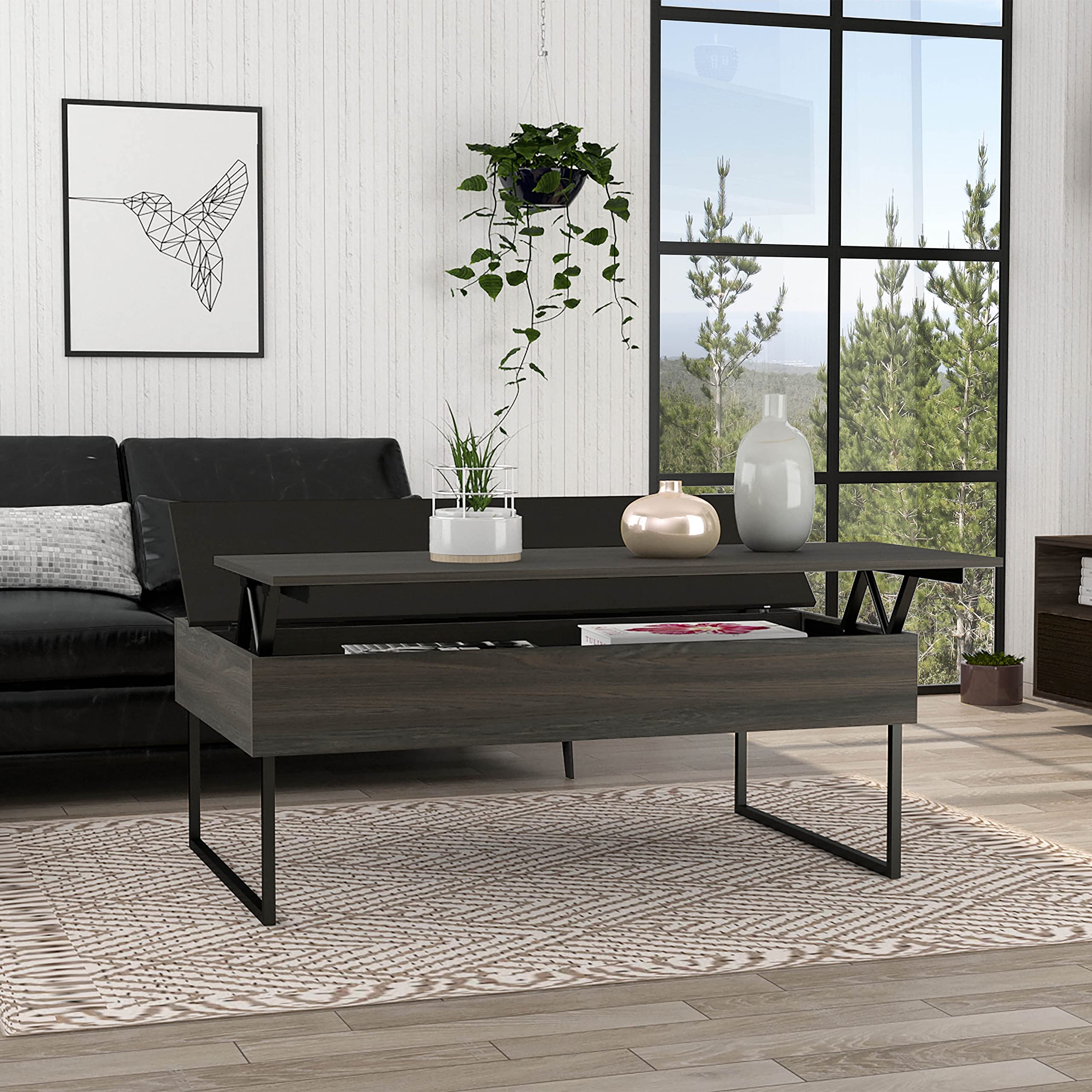 Chester Lift Top Coffee Table with Storage - Modern Living Room Furniture for Small Spaces | Perfect for TV Snacks, Remote Control Storage & Home Organization
