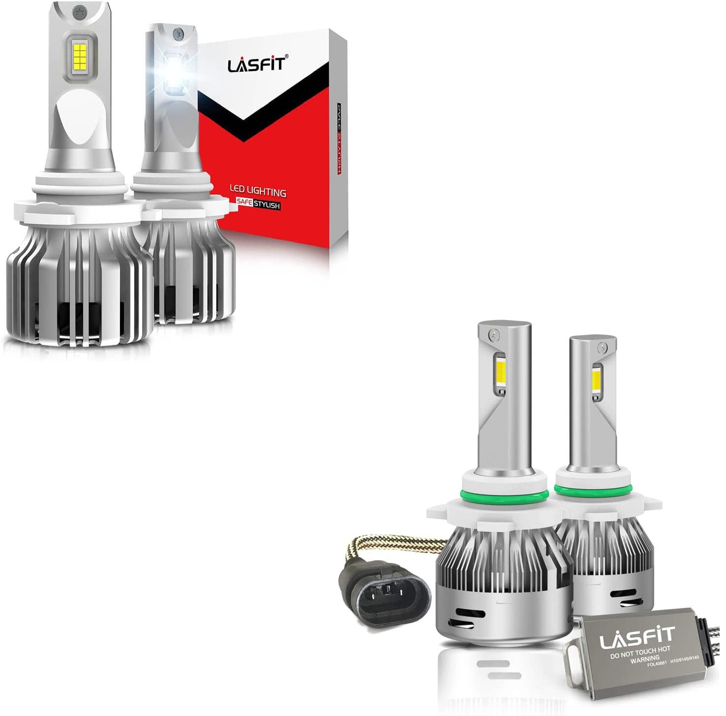 LASFIT 9005 HB3 LED Bulbs & H10 9140 9145 LED Fog Light Bulbs - Super Bright White Light, Plug and Play, Perfect for Cars, Trucks, SUVs - Ideal for Night Driving, Foggy Conditions, and Off-Road Adventures