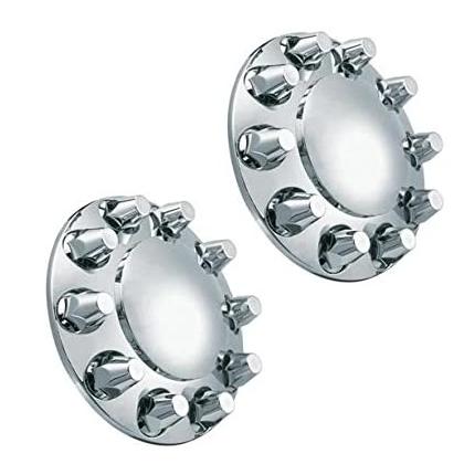 Fortpro 2-Pack Semi Truck Chrome Front Axle Wheel Cover Kit with 33mm Thread-On Nuts | Hub Caps F245694 | Durable Protection & Stylish Upgrade for Semi Trucks & Trailers