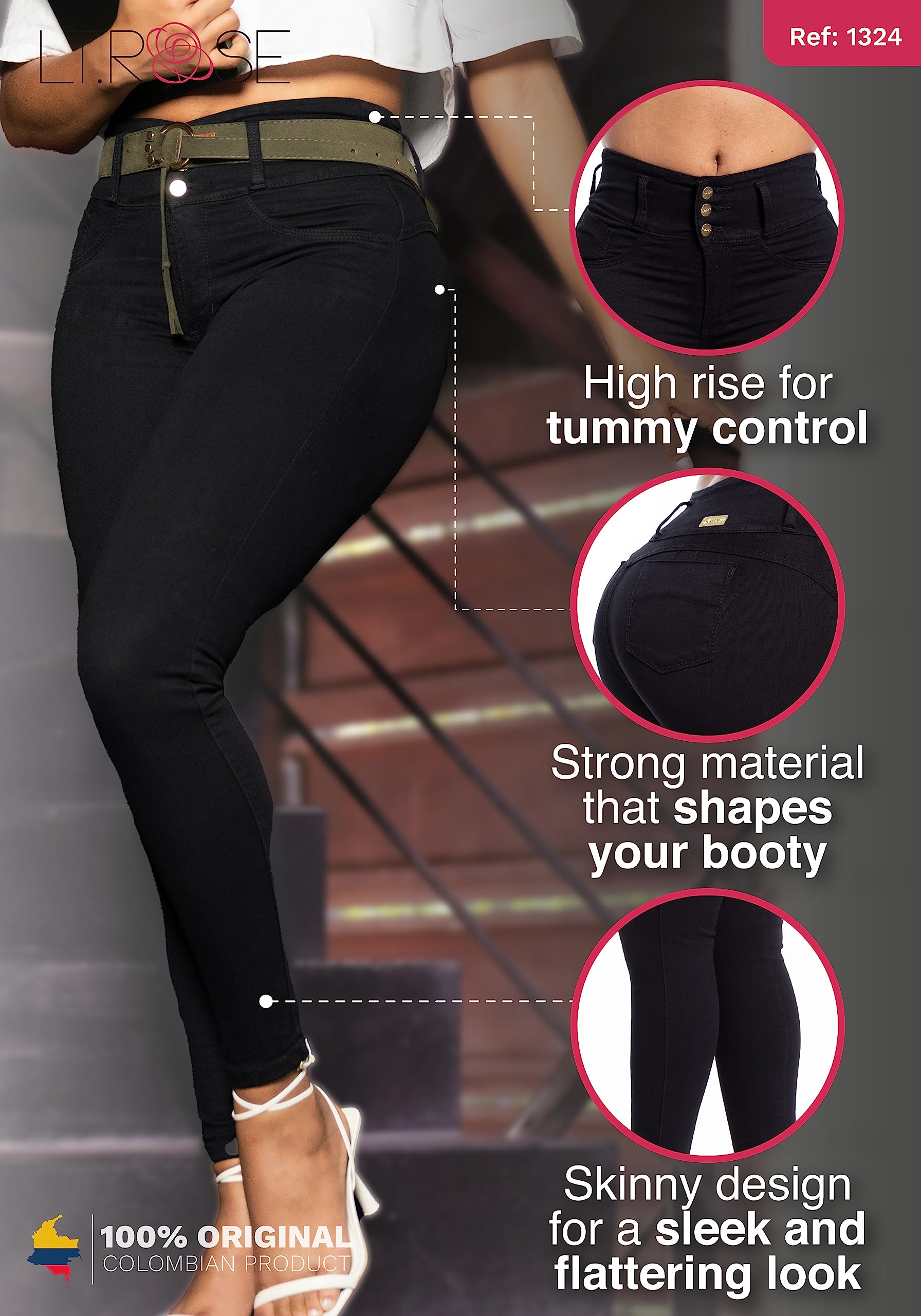 LT.ROSE High Waisted Butt Lifting Jeans for Women | Colombian Style | Night Out & Casual Wear