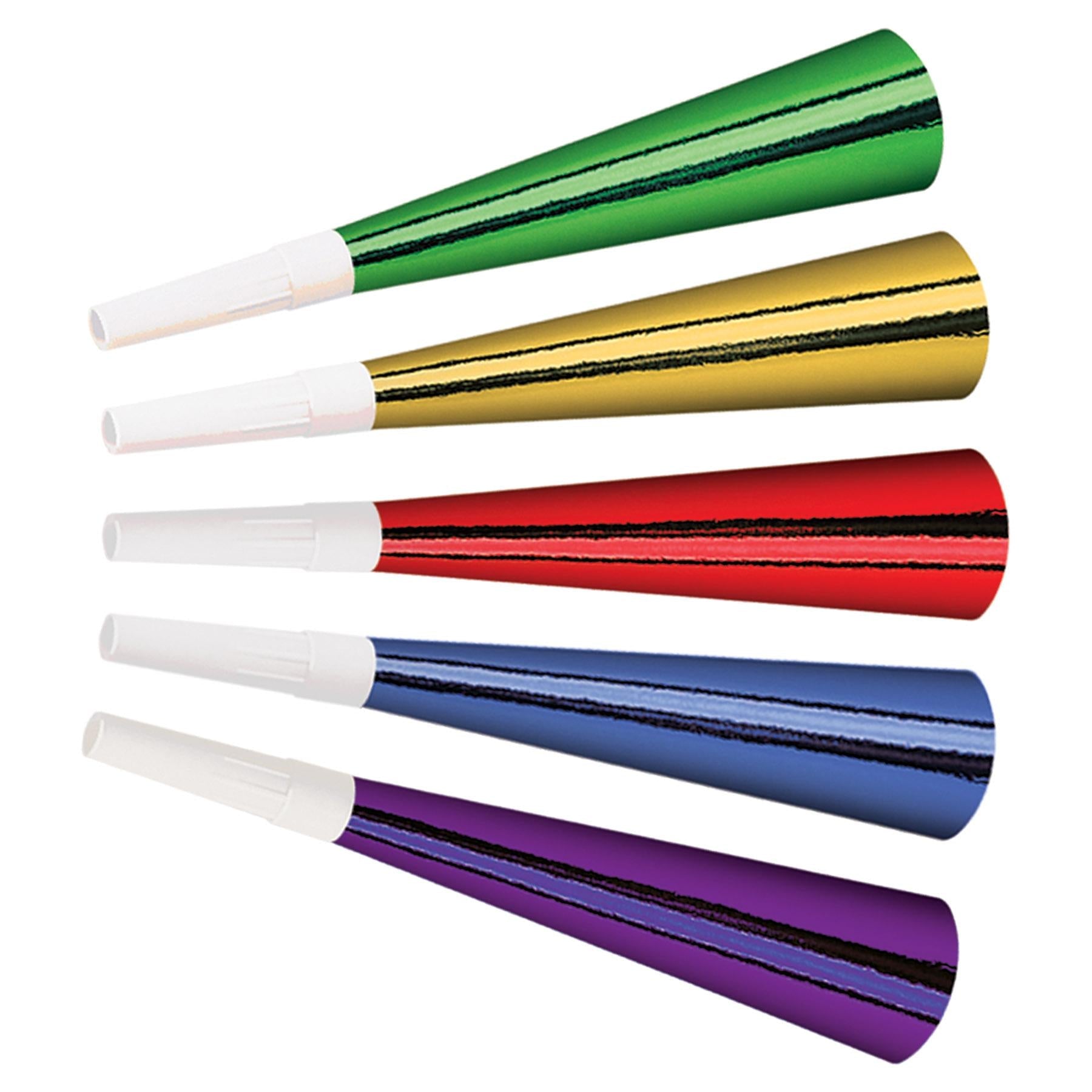 100 Pack Beistle Foil New Year's Party Horns - Colorful Blowout Noise Makers for New Year's Eve, Birthday Celebrations & Festive Events - Perfect for Countdown Parties & Holiday Gatherings