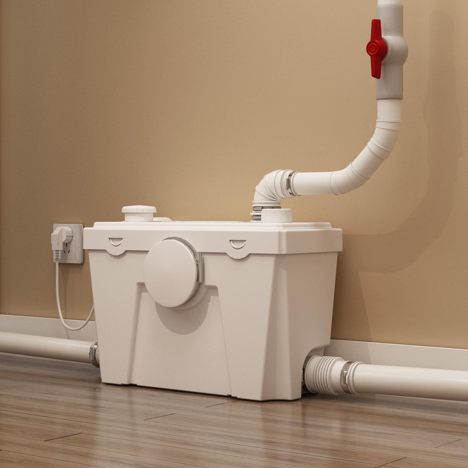 500W Macerator Pump for Basement Upflush System - Pure Copper Motor Toilet Pump for Vertical/Horizontal Waste Disposal - Sewage Pump for Kitchen, Bathroom, Shower, Sink & Attic | Ideal for Small Spaces, Remodeling & Off-Grid Plumbing Solutions