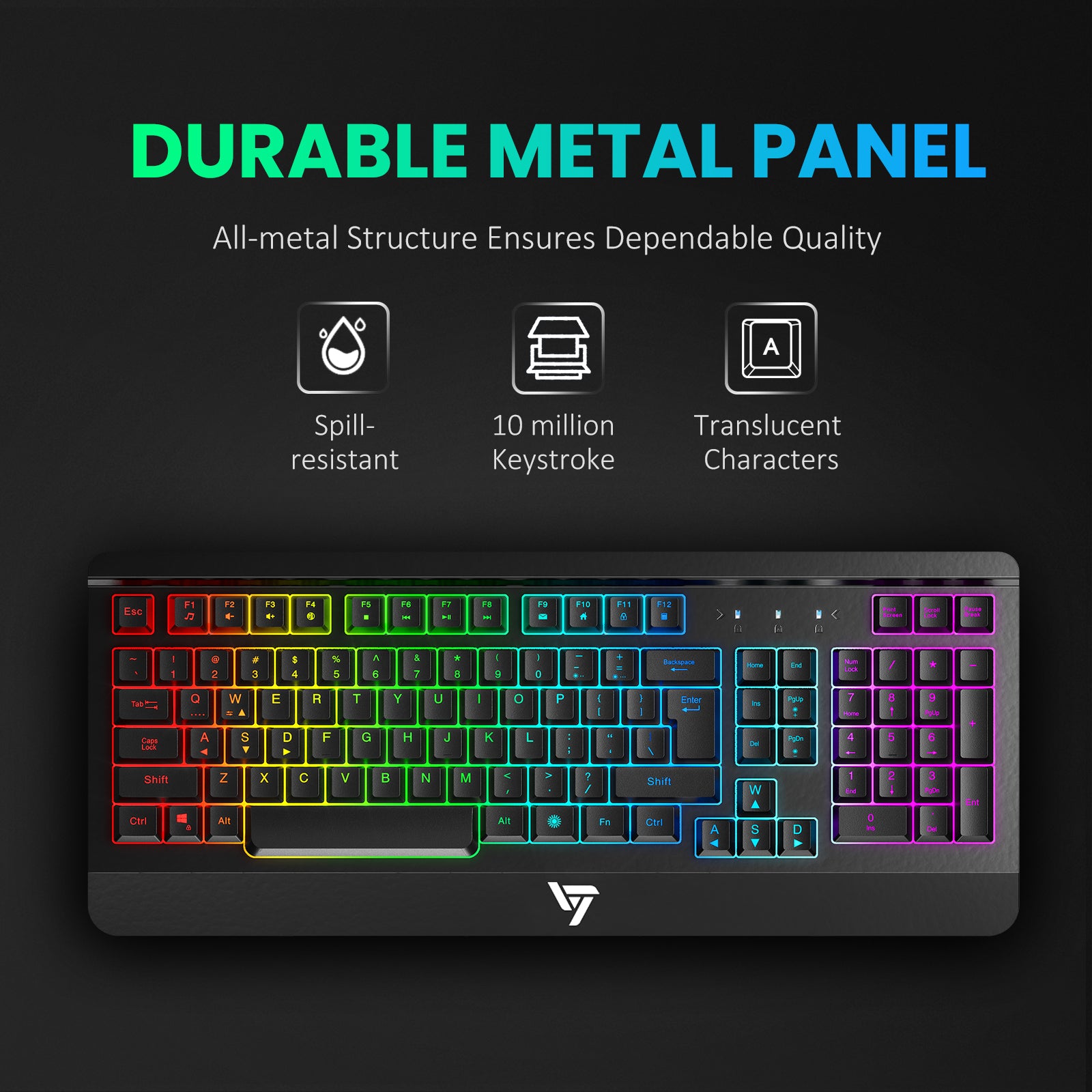 RGB Backlit Mechanical Gaming Keyboard - Wired USB Ergonomic Keyboard for PC, Mac, Laptop - Anti-Ghosting, Water-Resistant - Perfect for Gaming, Office Work & Night Typing