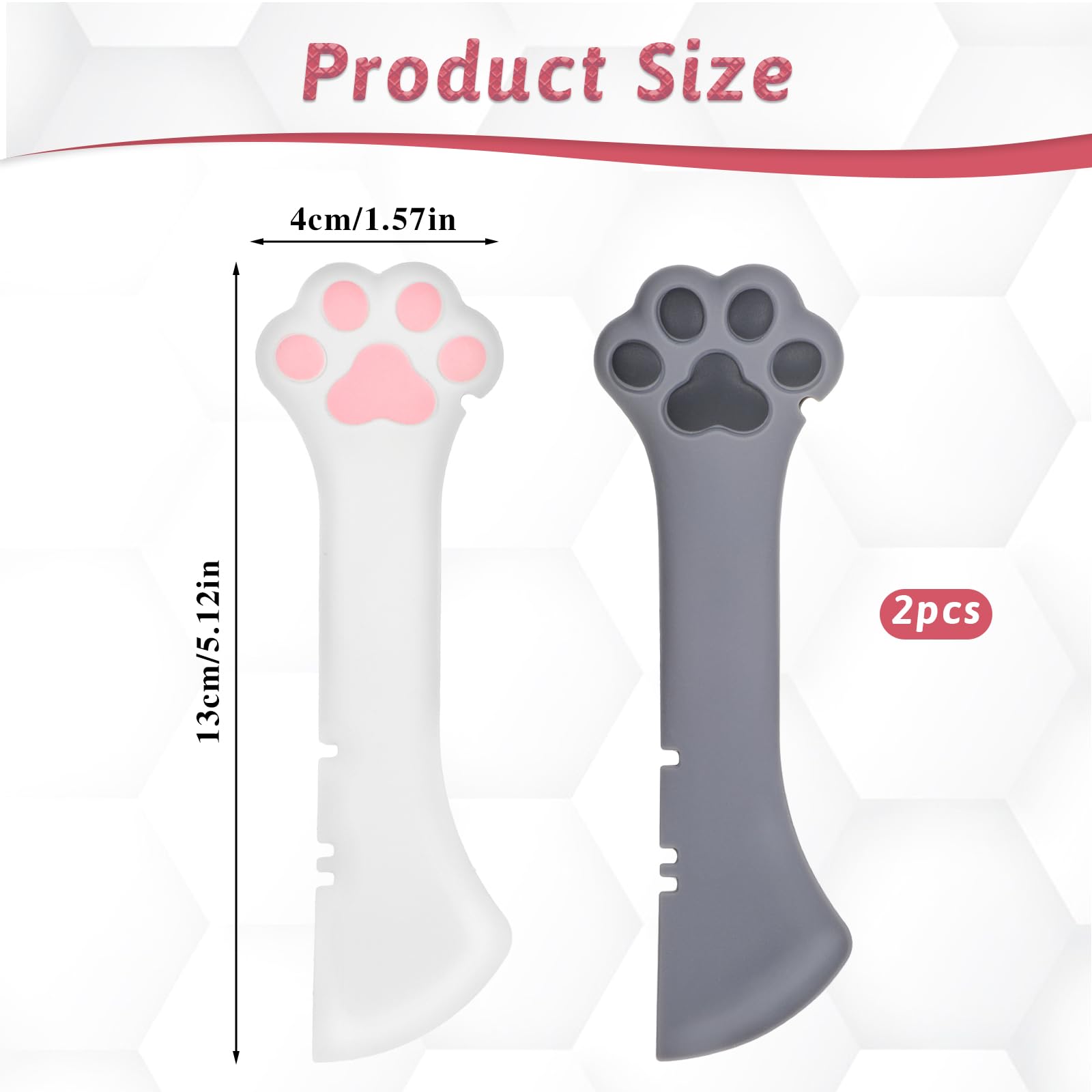 Molain 2-Pack Silicone Pet Food Spoon - Reusable Wet Food Scoop for Cats & Dogs with Built-in Can Opener - Perfect for Canned Food, Wet Kibble & Homemade Meals (White & Gray) - Ideal for Mess-Free Feeding & Travel Use
