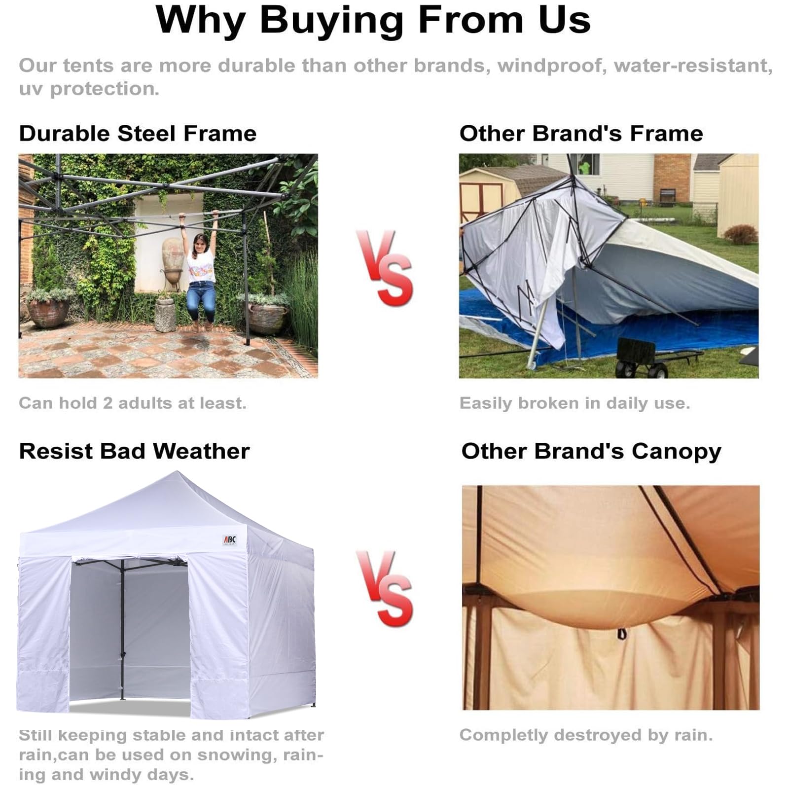 ABCCANOPY Heavy Duty 10x15 Pop Up Canopy Tent with Removable Sidewalls - Waterproof & UV Protection - Sky Blue - Perfect for Outdoor Events, Camping, Beach Parties & Tailgating