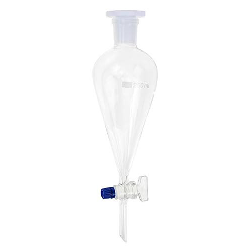 Premium 500ml Pear-Shaped Separatory Funnel with Clear Flask Bracket - Laboratory Grade Chemistry Distiller, Extra Large Conical Separating Funnel with Connector Nut for Essential Oil Extraction, Chemical Experiments & Science Classrooms
