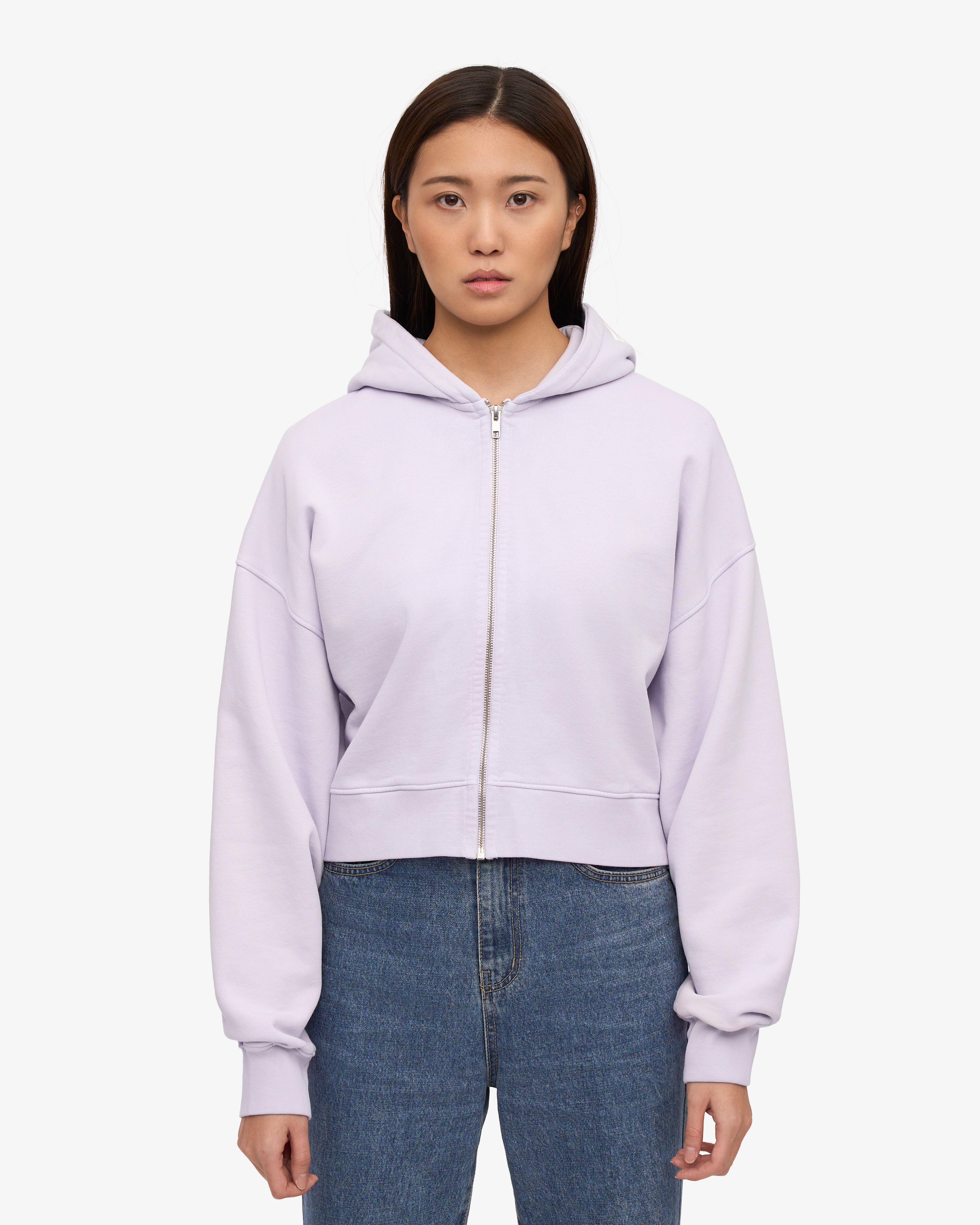 Organic Crop Zip Hoodie for Women - Soft Ivory White Pullover Sweatshirt - Casual Streetwear for Everyday Wear & Gym Outfits