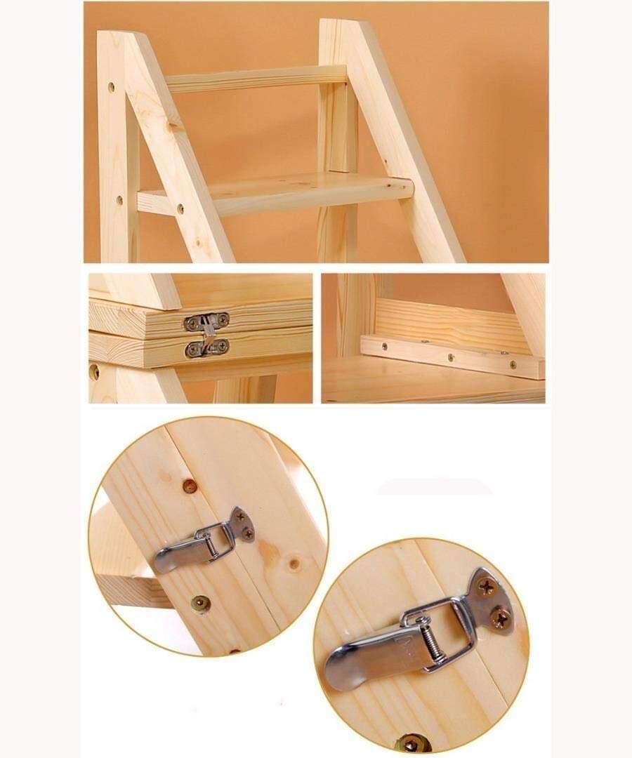 FADUNI Solid Wood Folding Step Stool with Backrest - Space Saving 4-Step Ladder Stool for Home, Kitchen, Bathroom & Kids Room - Multifunctional Indoor Climbing Stool for Easy Reach & Storage