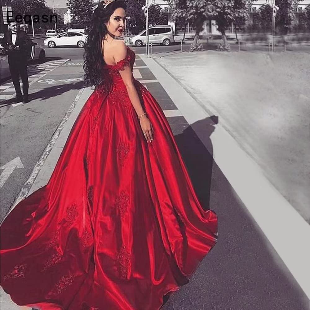 Topashe Women's Off Shoulder Lace Applique Prom Dress - Elegant Satin Quinceanera Ball Gown for Homecoming, Wedding, Party | Formal Evening Gowns for Special Occasions