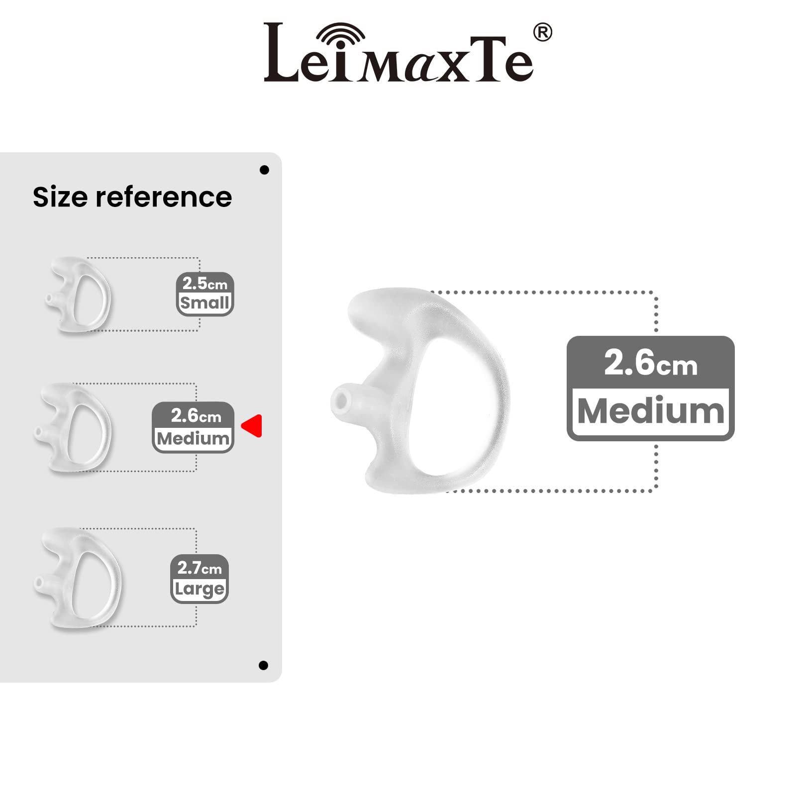 Two-Way Radio Earmold Kit - Acoustic Tube Earpiece & Surveillance Headset (2 Pairs, Medium Size) for Clear Communication | Perfect for Security, Construction & Event Staff