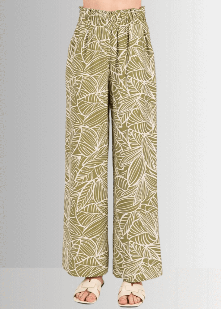 Breezy Tropical Print Pants for Women - Lightweight Summer Beach Pants with Floral Hawaiian Design - Perfect for Vacation, Poolside Lounging & Tropical Getaways