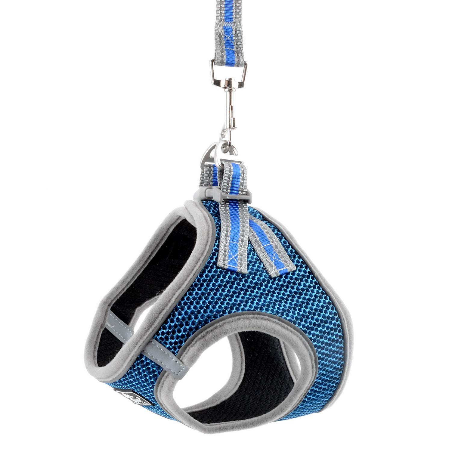 SELMAI Reflective Cat Harness and Leash Set - Escape Proof No Pull Adjustable Soft Mesh Vest for Small Dogs, Medium Cats, Puppies & Chihuahuas - Pet Training Walking Gear with 1.5m Blue Leash - Perfect for Night Walks, Outdoor Adventures & Pet Safety