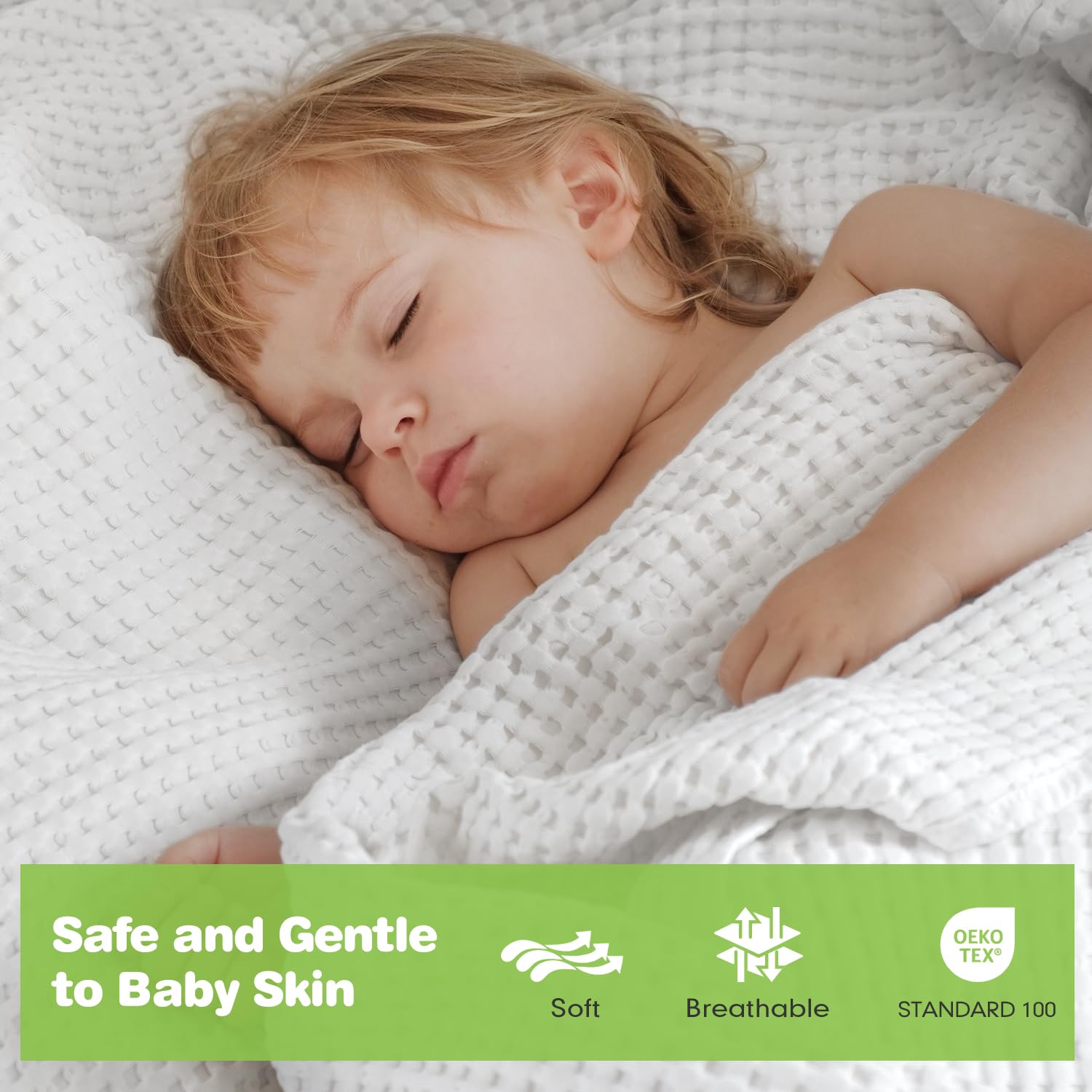 Maliton Waffle Baby Blanket for Boys & Girls - Soft Breathable Cotton Swaddle Blanket | Neutral Nursery Blanket | Lightweight Throw for Infants & Toddlers (Ivory) - Perfect for Crib, Stroller & Snuggling