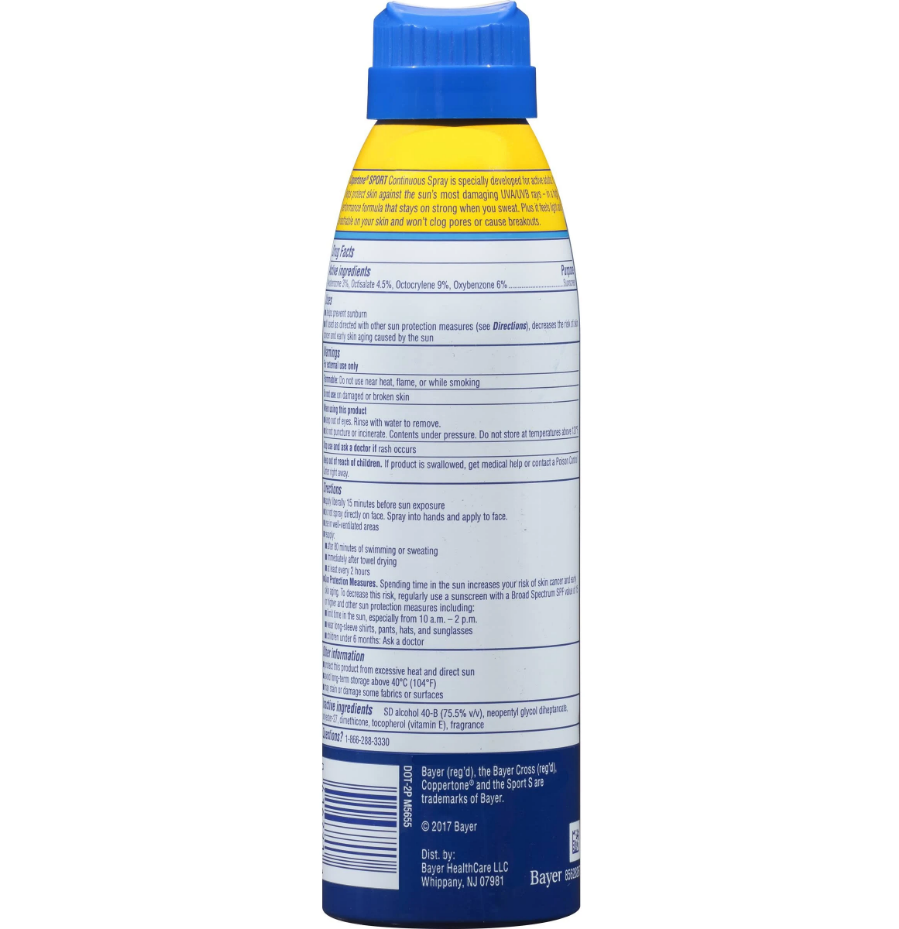 Coppertone Sport Continuous Spray Sunscreen SPF 50, Broad Spectrum Water Resistant, Pack of 2 - Perfect for Outdoor Activities, Swimming & Beach Days