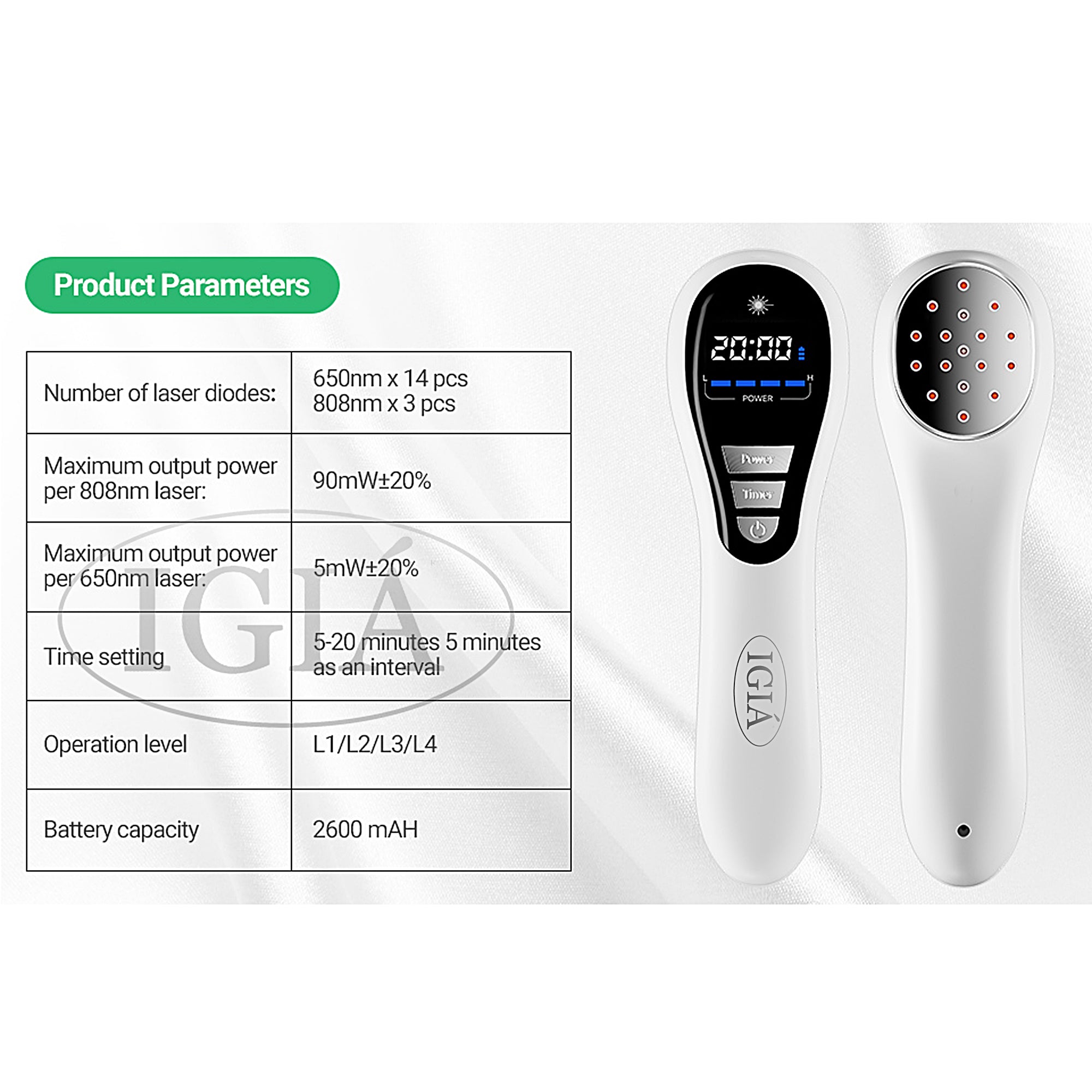 IGIA Red Light Therapy Device for Pain Relief - Adjustable Laser Modes for Customized Treatment | Home & Professional Use for Muscle Recovery, Joint Pain, and Inflammation Relief