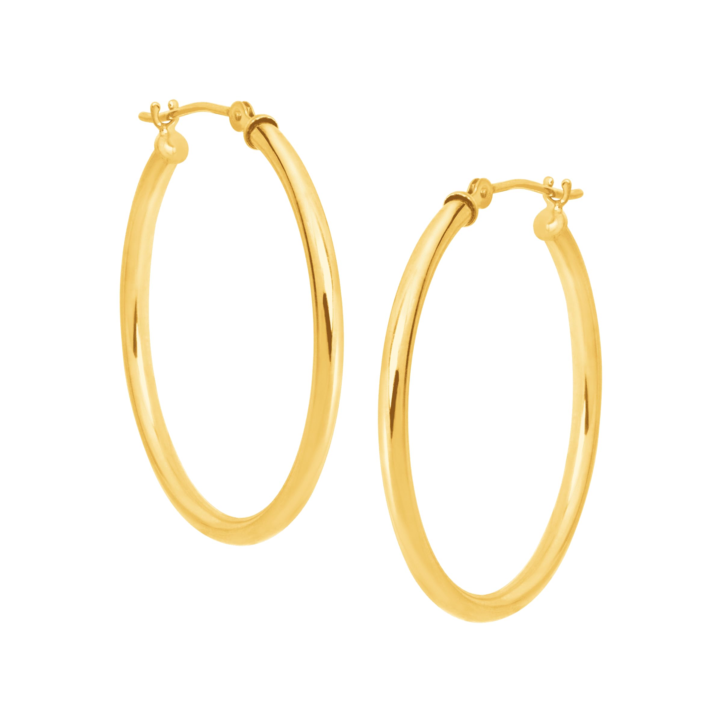 14K Yellow Gold 30mm Polished Tube Hoop Earrings | Welry Simply Gold™ Collection | Elegant Everyday Wear & Special Occasion Jewelry