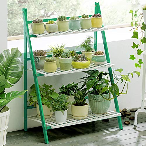 Bamboo 3-Tier Hanging Plant Stand - Foldable Flower Pot Storage Shelf with 70cm Width - Perfect for Indoor Herb Garden, Balcony Decor & Small Space Plant Display