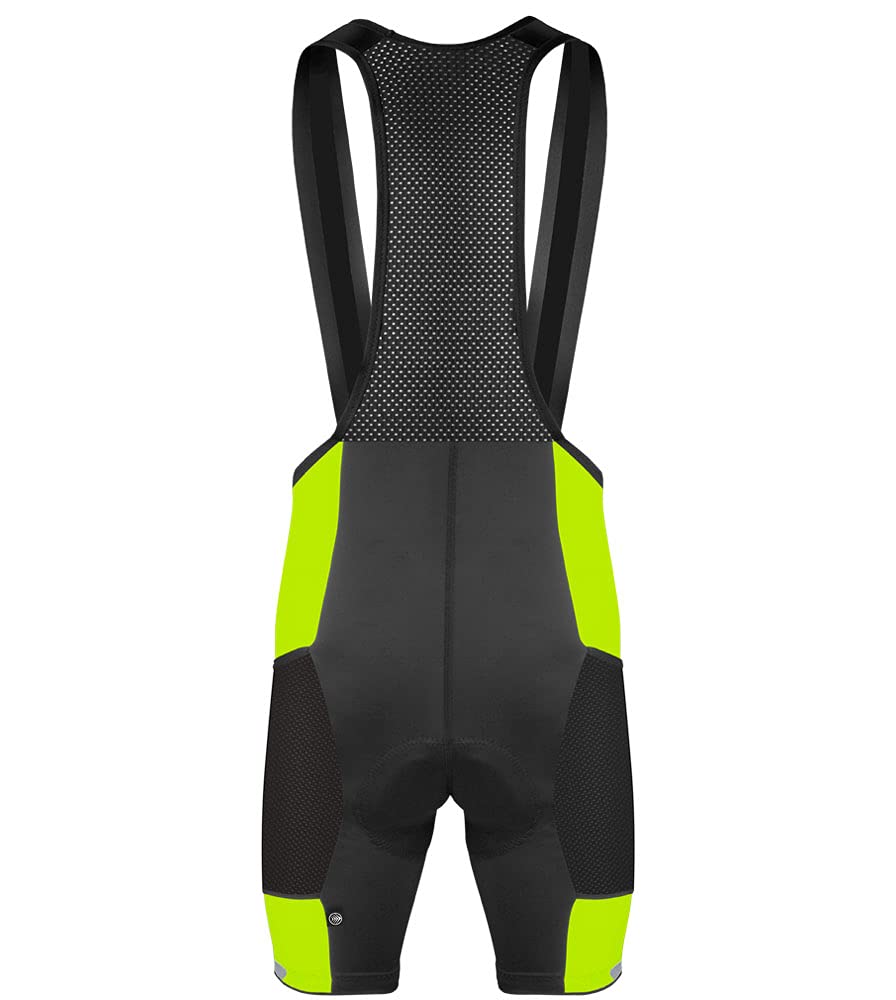 Premium Men's Gel Touring Padded Cycling Bib Shorts - Breathable Mesh with Large Storage Pockets - Made in USA - Perfect for Long Distance Road Biking & Professional Training