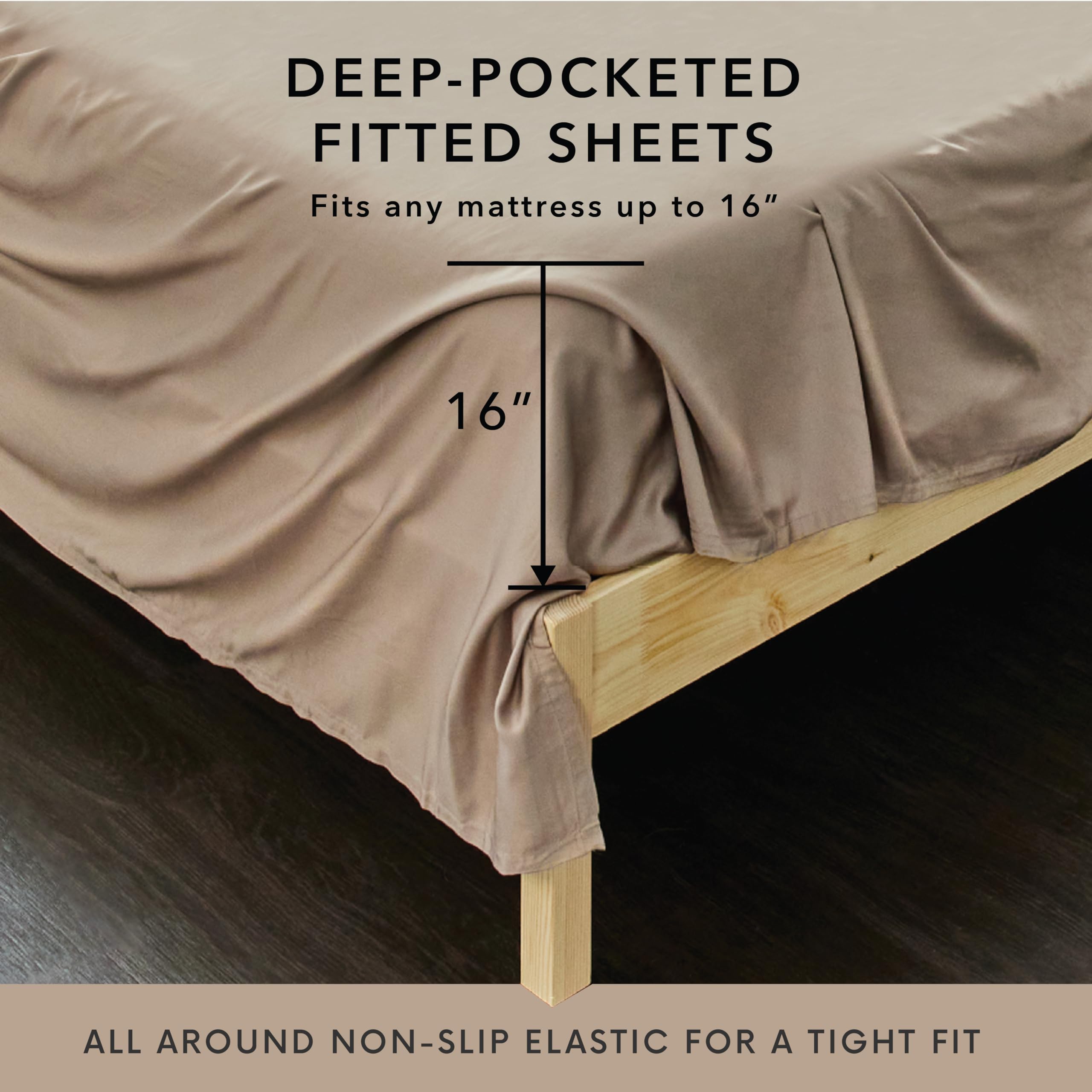 Bamboo Bay 6-Piece Queen Size Sheet Set - 100% Viscose Bamboo Bed Sheets, Breathable & Ultra Soft Cooling Bedding for Hot Sleepers, Deep Pocket Fits 16