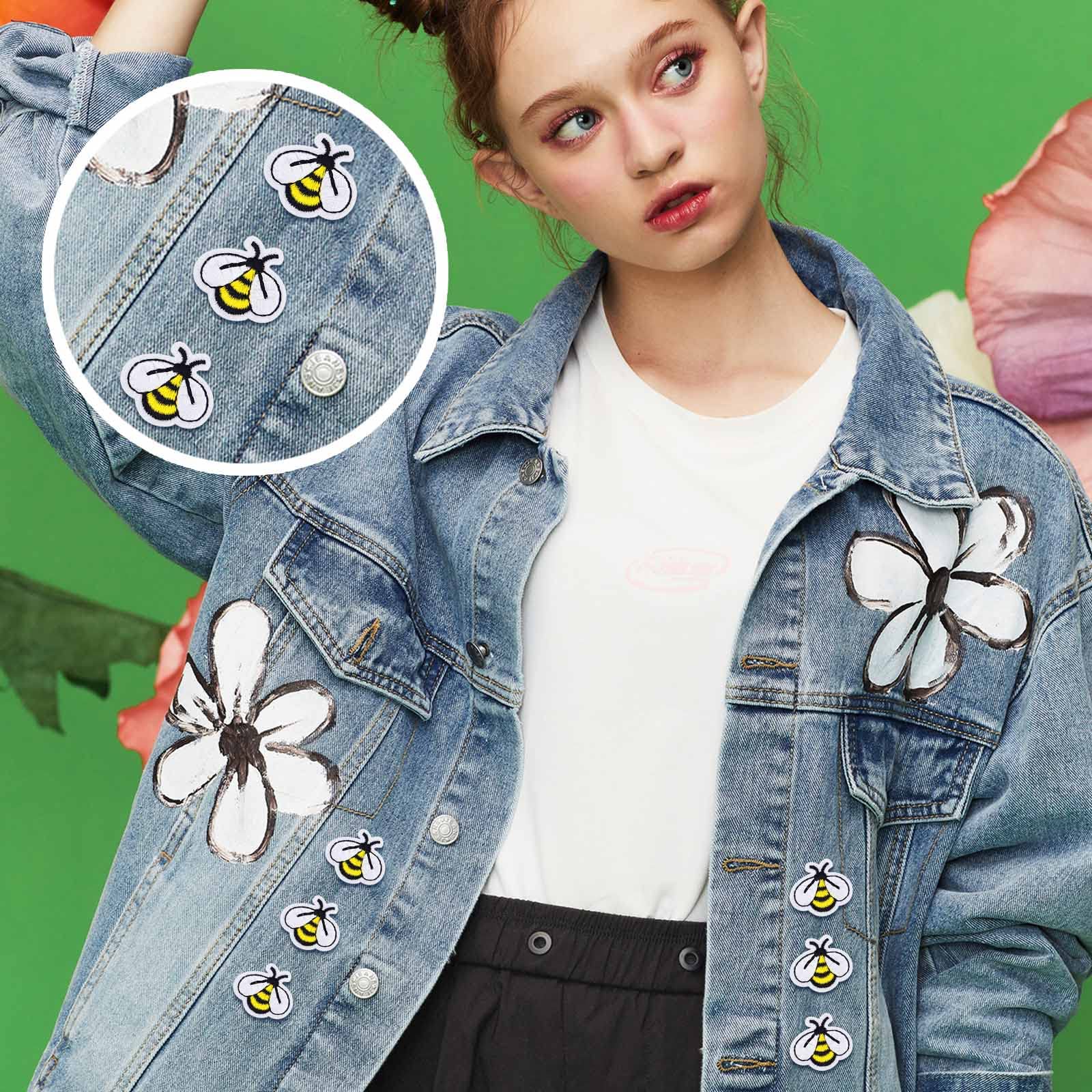 40Pcs Honey Bee Embroidered Iron-On Patches - Cute DIY Sewing Appliques for Jackets, Bags, Jeans & Hats - Perfect for DIY Clothing Decoration & Craft Projects - Great for Kids, Teens & Adults Fashion Accessories