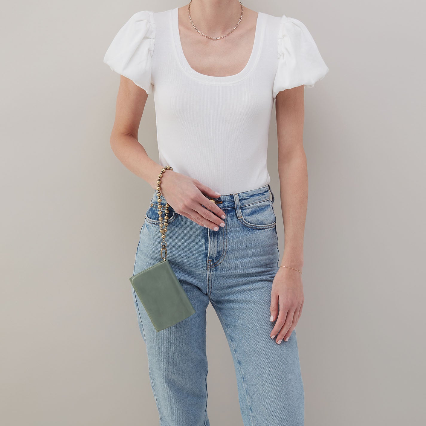 Ross Polished Leather Bead Wristlet Handbag - Jade Green Crossbody Clutch for Women | Perfect for Parties, Date Nights & Special Occasions