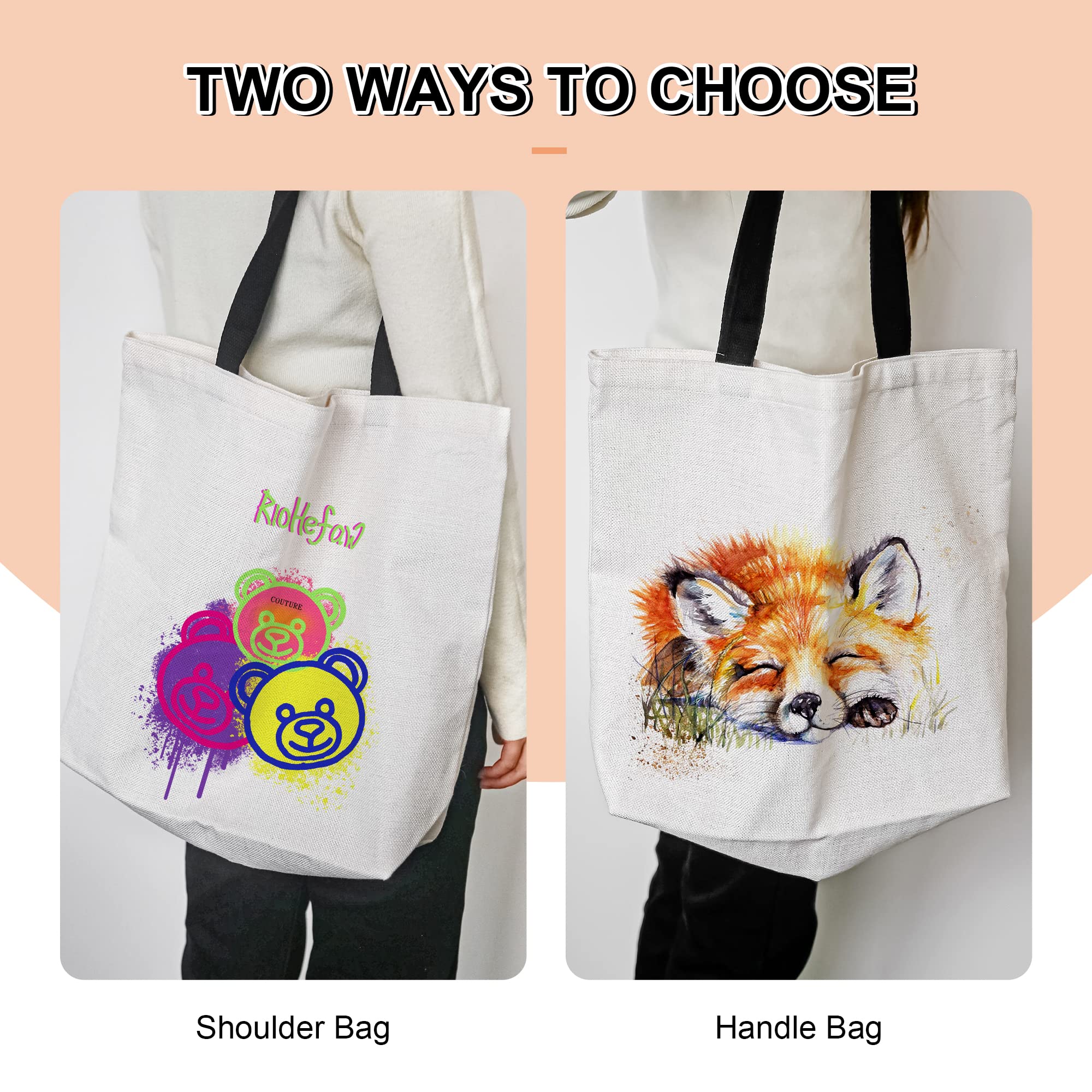 Premium Sublimation Tote Bags Bulk - 100% Polyester DIY Blank Tote Bags for Heat Transfer Printing, Large Capacity Reusable Grocery Shopping Bags - Perfect for Crafts, Farmers Market & Eco-Friendly Shopping