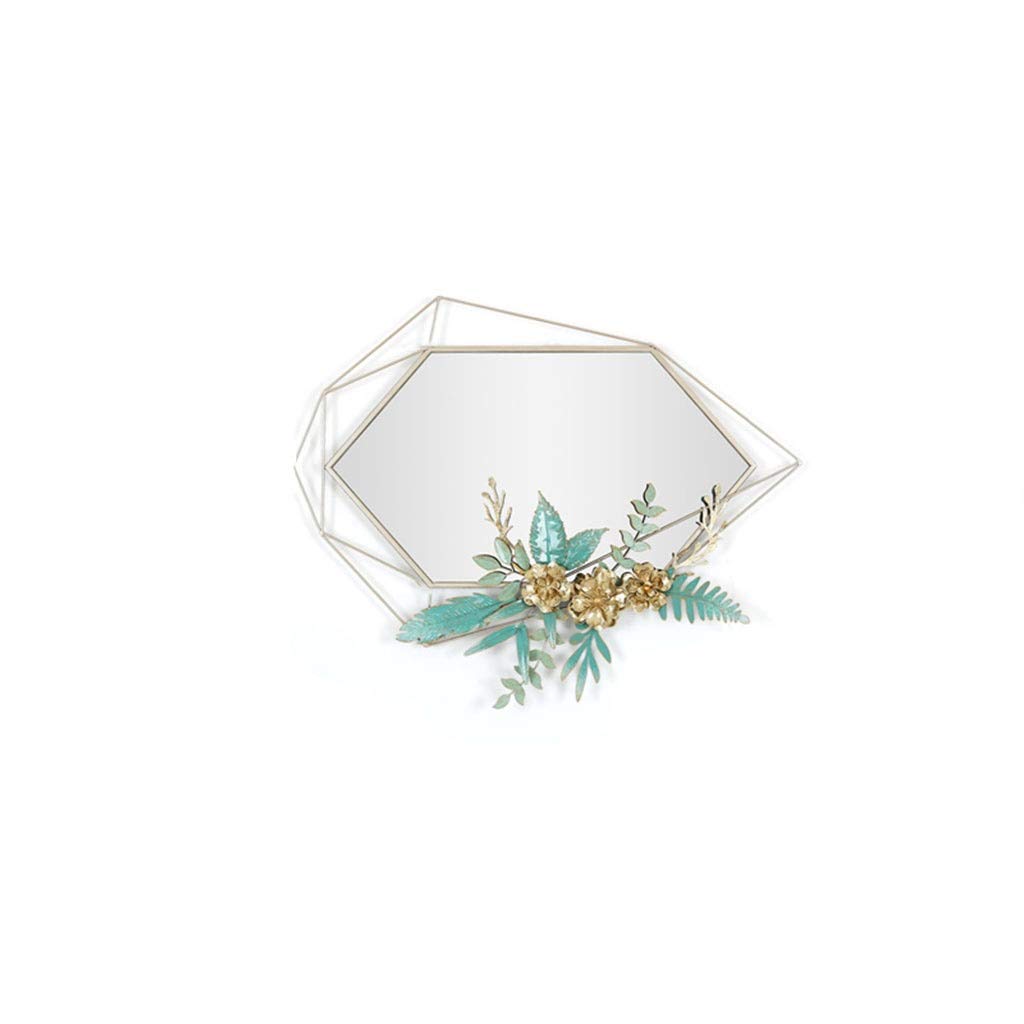 Decorative Metal Wall Mirror - Irregular Plant Design, Iron Art for Living Room, Hotel, Gallery & Corridor | Compact Makeup Vanity Mirror for Girls (80x65cm) - Perfect for Home Decor, Bedroom, Dressing Room & Gift Ideas