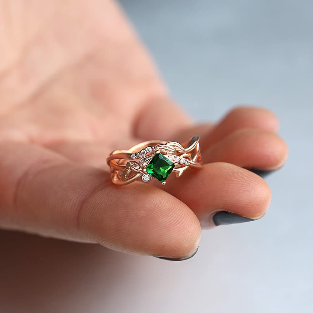 925 Sterling Silver Shiny Full Diamond Gemstone Ring - Cubic Zirconia CZ Emerald Eternity Band | Engagement Wedding Ring for Women (Size 8) | Perfect for Anniversary, Proposal & Special Occasions
