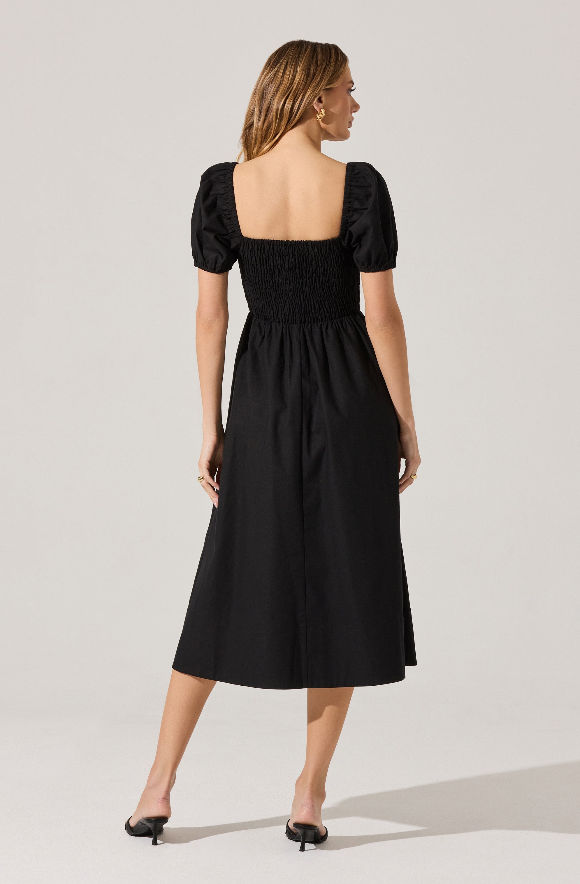 Elegant Smocked Bow Midi Dress for Women - Flowy Summer Dress for Beach, Wedding & Special Occasions