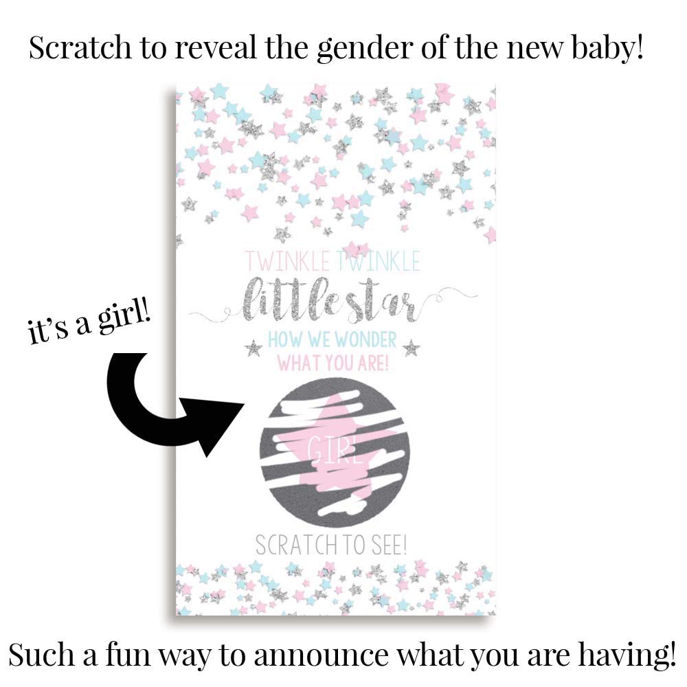 Twinkle Twinkle Little Star Gender Reveal Scratch Off Cards - 20 Pack (2