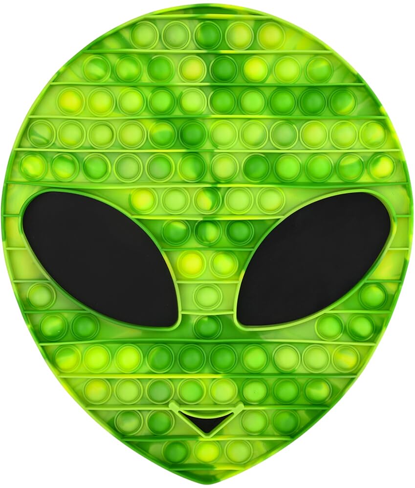 Jumbo 2-Tone Green Alien Head Bubble Popper Sensory Toy - 12 Inch Fidget Stress Relief for Kids & Adults - Perfect for Anxiety Relief, Classroom Focus and Office Desk Play