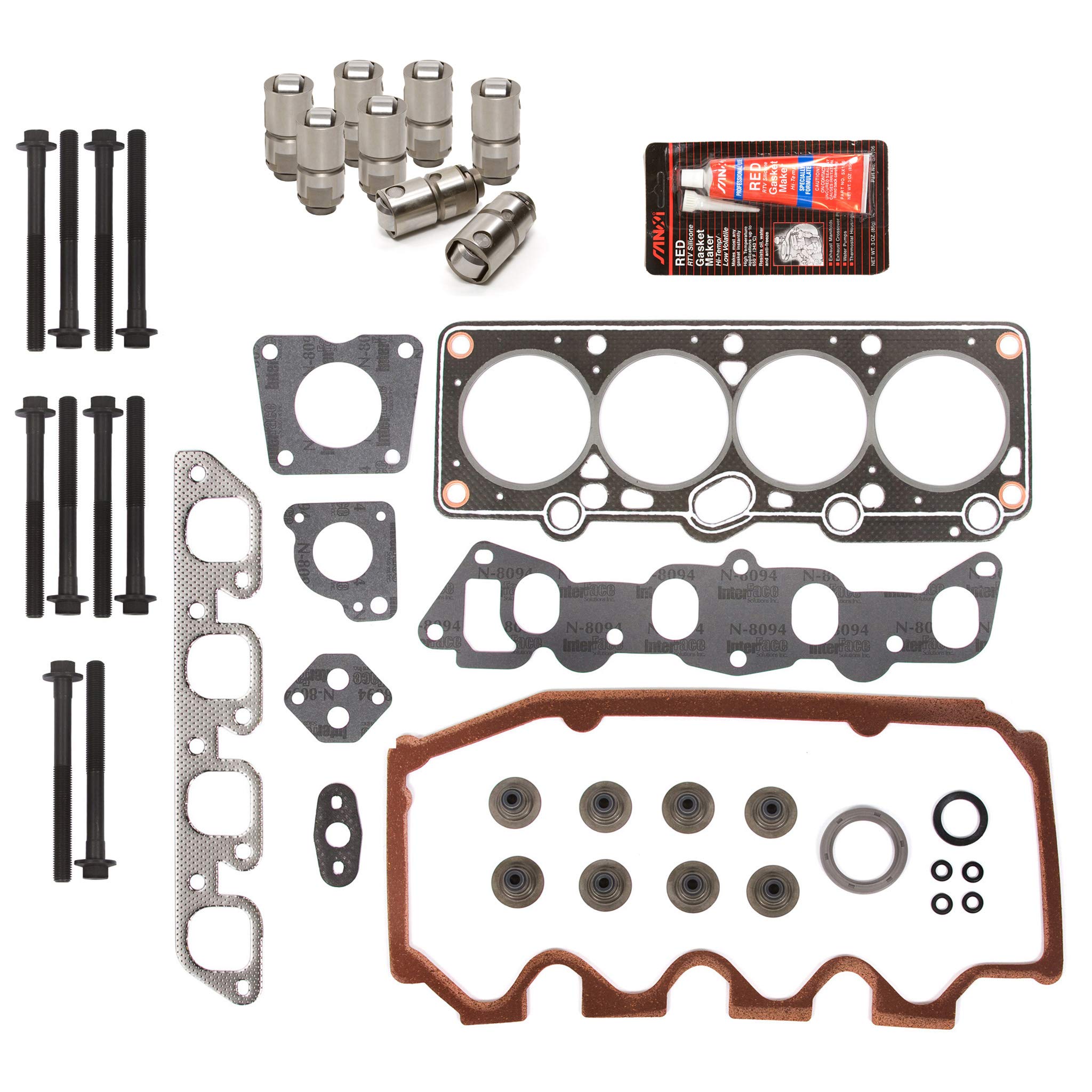 MA-4216955226 Head Gasket Set with Head Bolts & Lifters - Compatible with 1991-1996 Ford Escort Mercury Tracer 1.9L 8V Engine - Perfect for Engine Repair & Maintenance