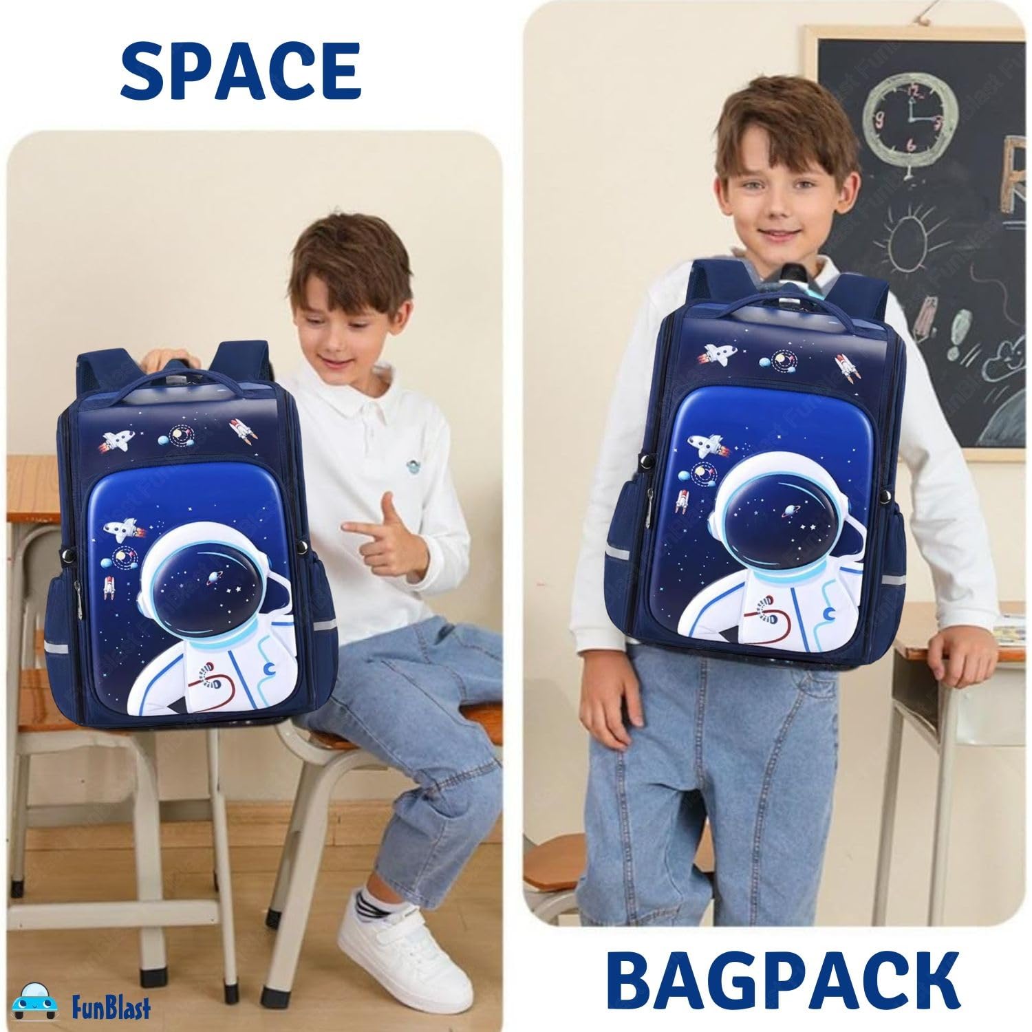 FunBlast Boys School Backpack - Large Capacity 40 X 30 X 18 CM Japanese Style Bookbag for Teens, Space-Saving Design - Perfect for School, Travel & Daily Use