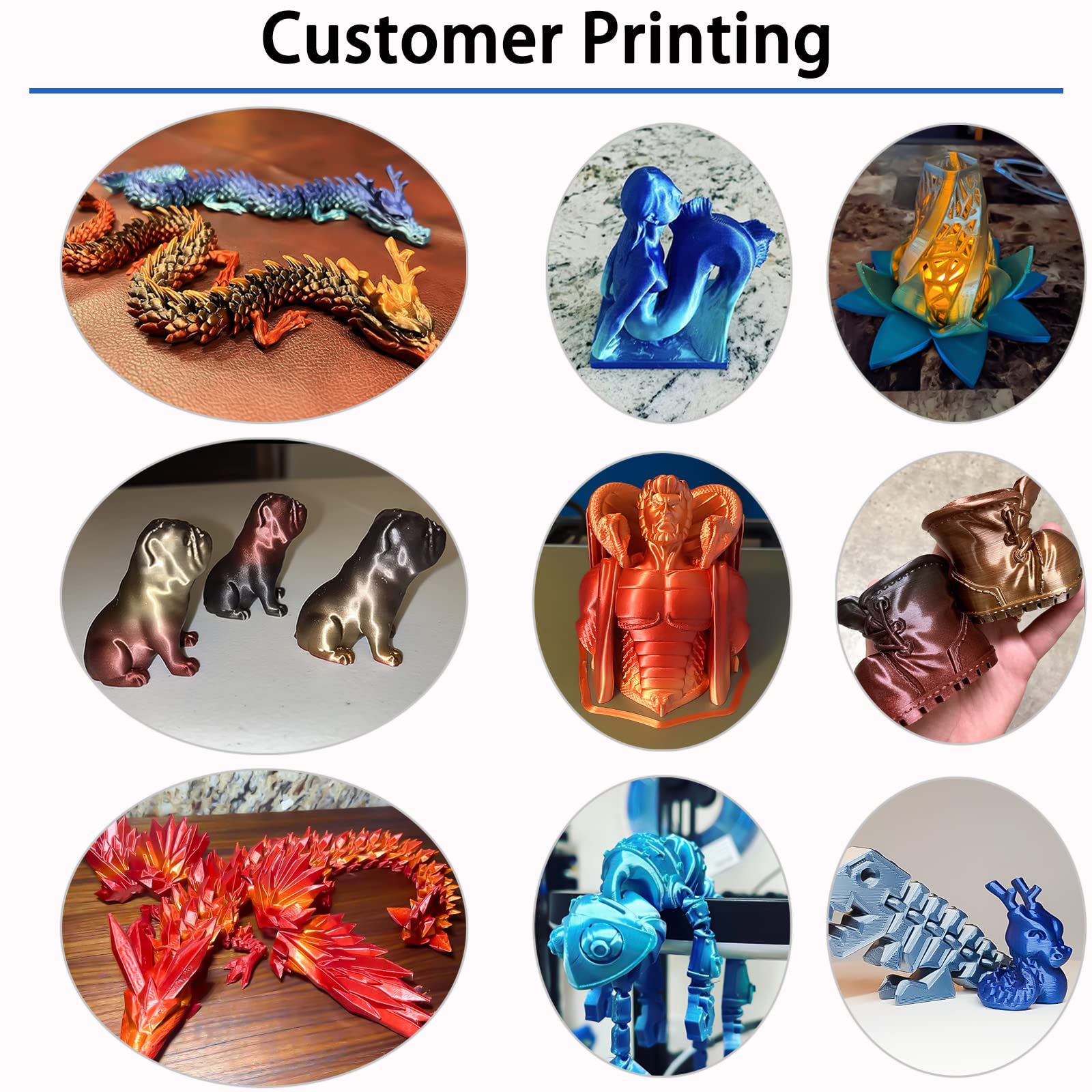 Premium 3D Printer Filament Bundle - 4 Spools of 1.75mm Silk Shiny PLA Filament (±0.02mm Accuracy) for Smooth 3D Printing - Perfect for DIY Projects, Cosplay Props & Home Decor Creations