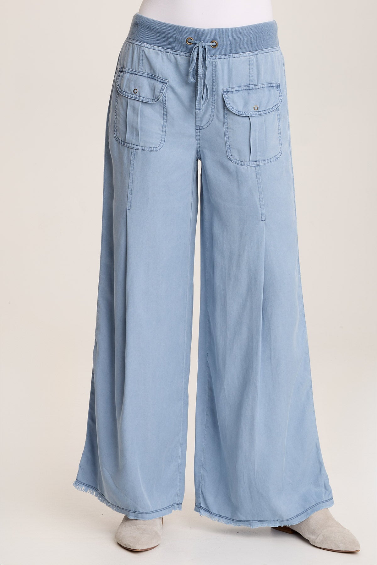 Loen Women's High Waisted Twill Wide Leg Pants - Comfortable Stretch Fabric for Work, Office & Casual Wear