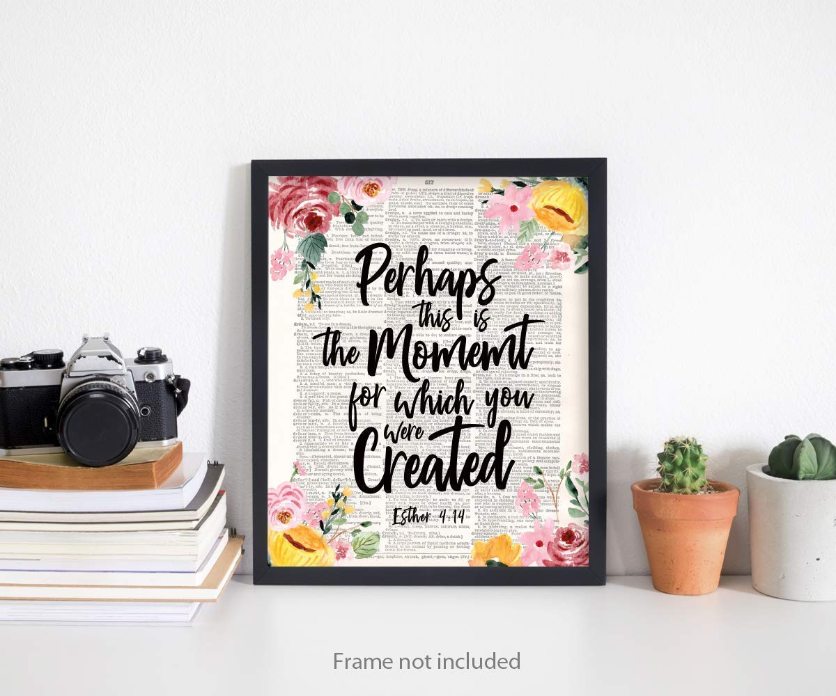 Esther 4:14 Christian Wall Art - Motivational Bible Verse Poster for Home & Office