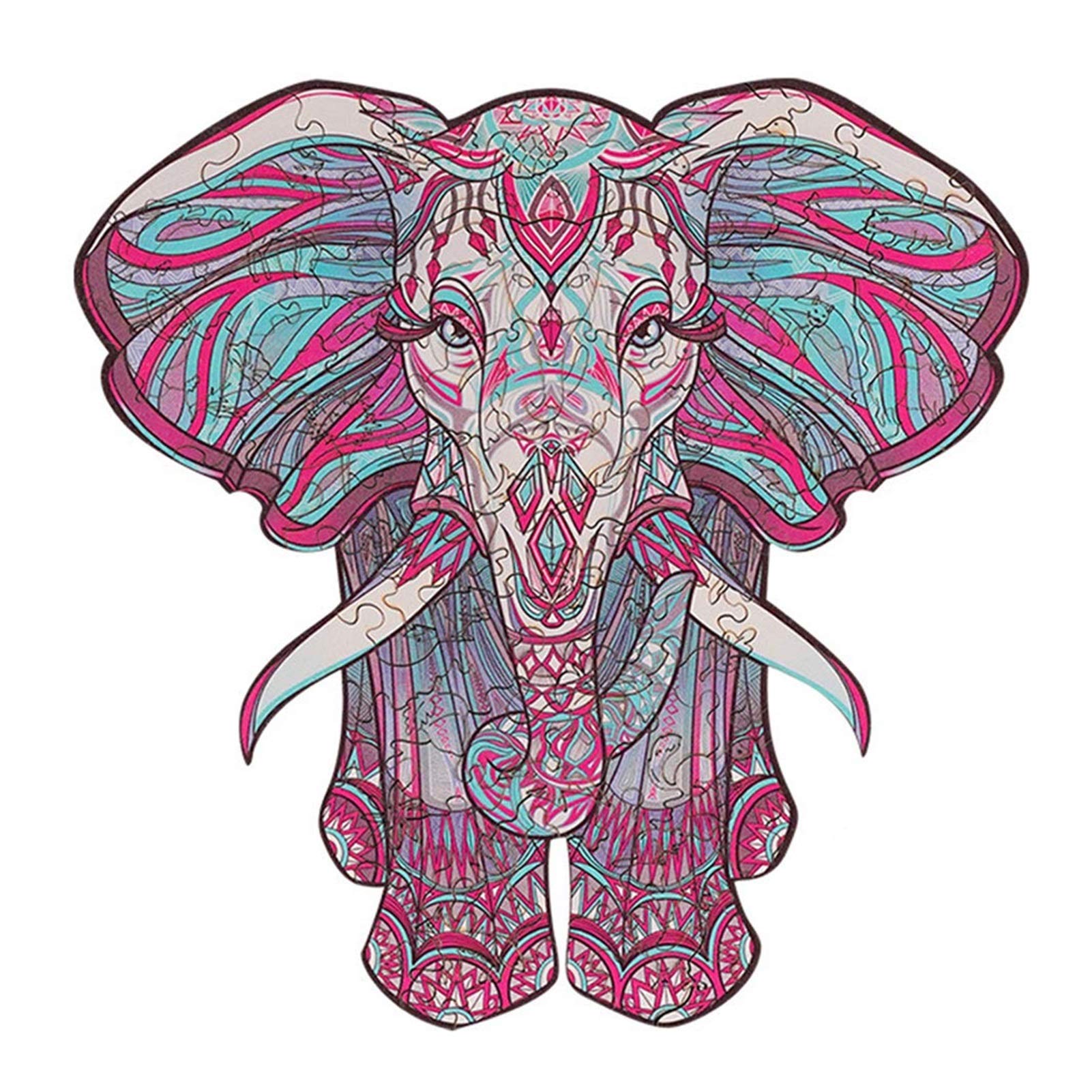 Colorful Wooden Animal Puzzle - Elephant Shaped Educational Toy for Kids & Adults, Unique Family Game & Home Decoration - Perfect Gift for Birthdays & Playtime Learning Activities