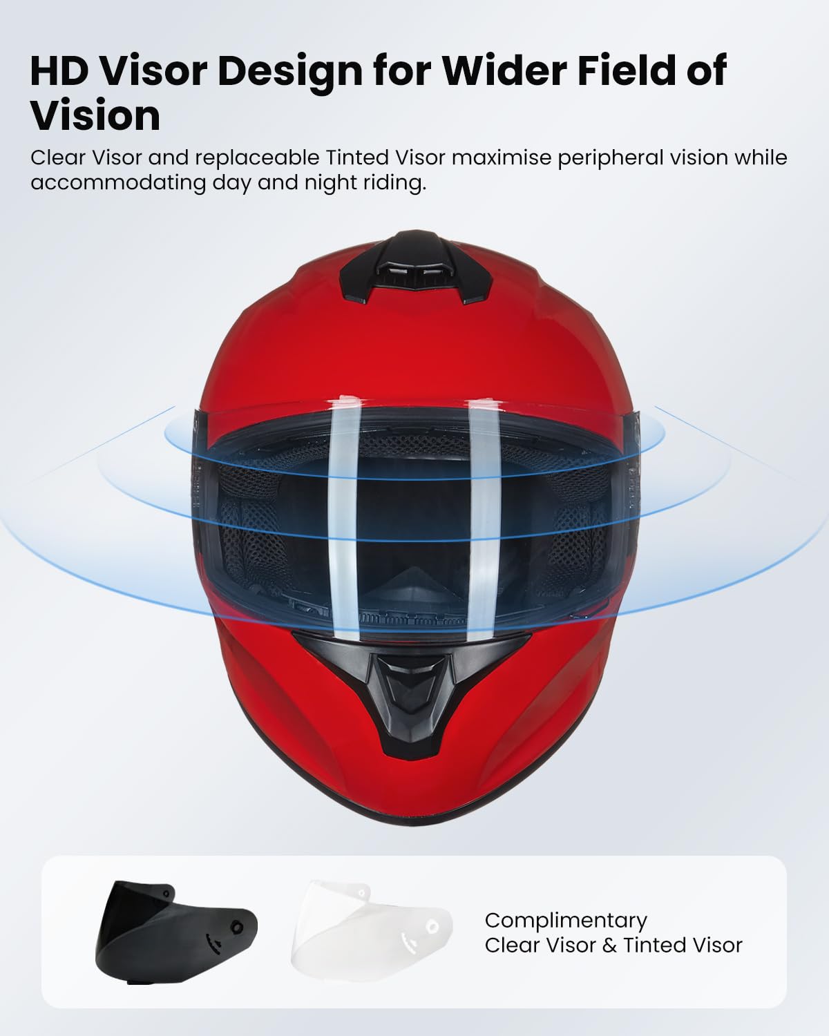 DOT Approved ILM ST-06 Full Face Motorcycle Helmet for Men & Women - Street Bike Helmet with Enlarged Air Vents & Free Replacement Visor (Red, Medium) | Perfect for Commuting, Racing & Long Distance Riding