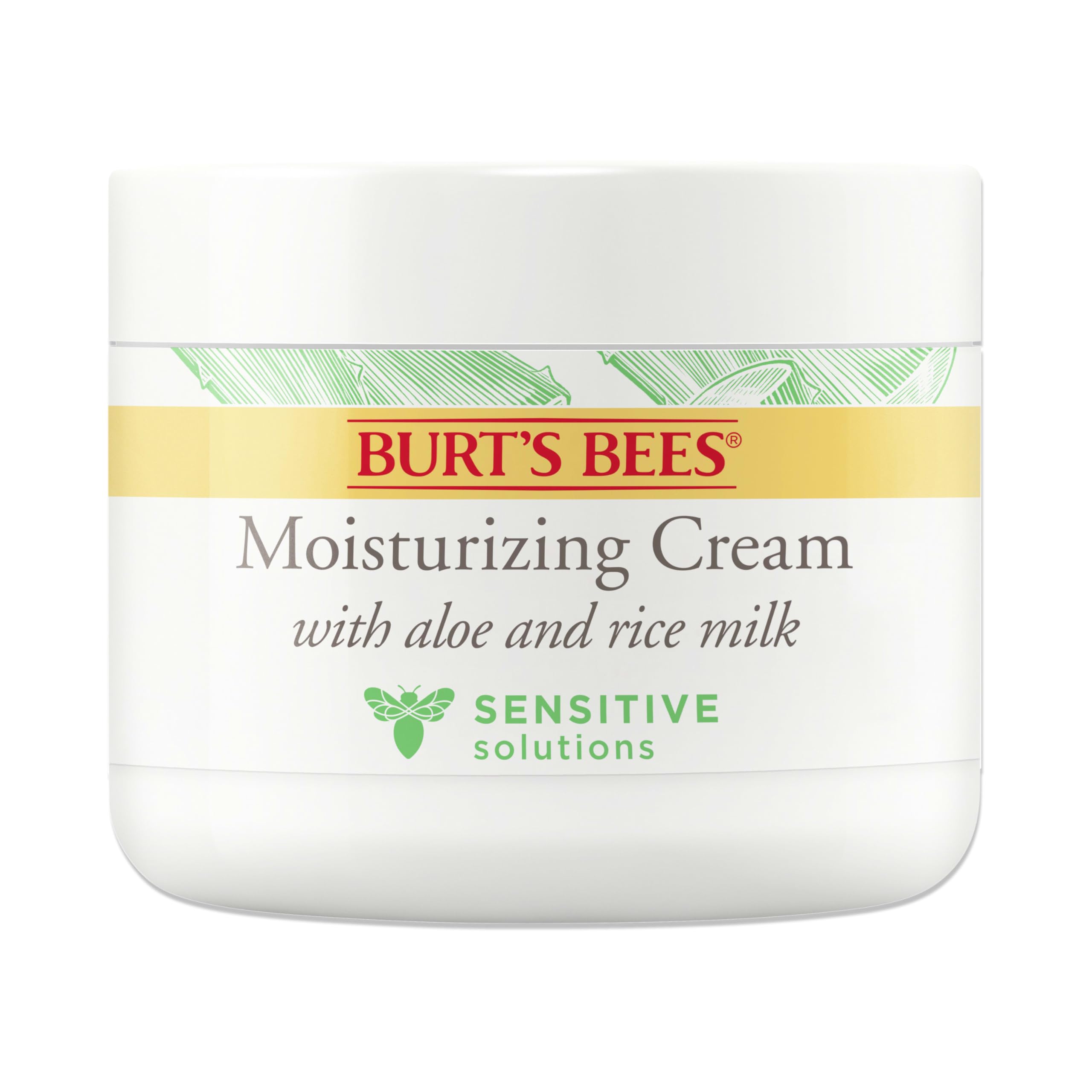 Burt's Bees Sensitive Skin Face Moisturizer with Aloe Vera & Rice Milk - 98.8% Natural Origin, 3 oz - Hydrating Cream for Dry, Sensitive Skin - Perfect for Daily Skincare Routine & Nighttime Use