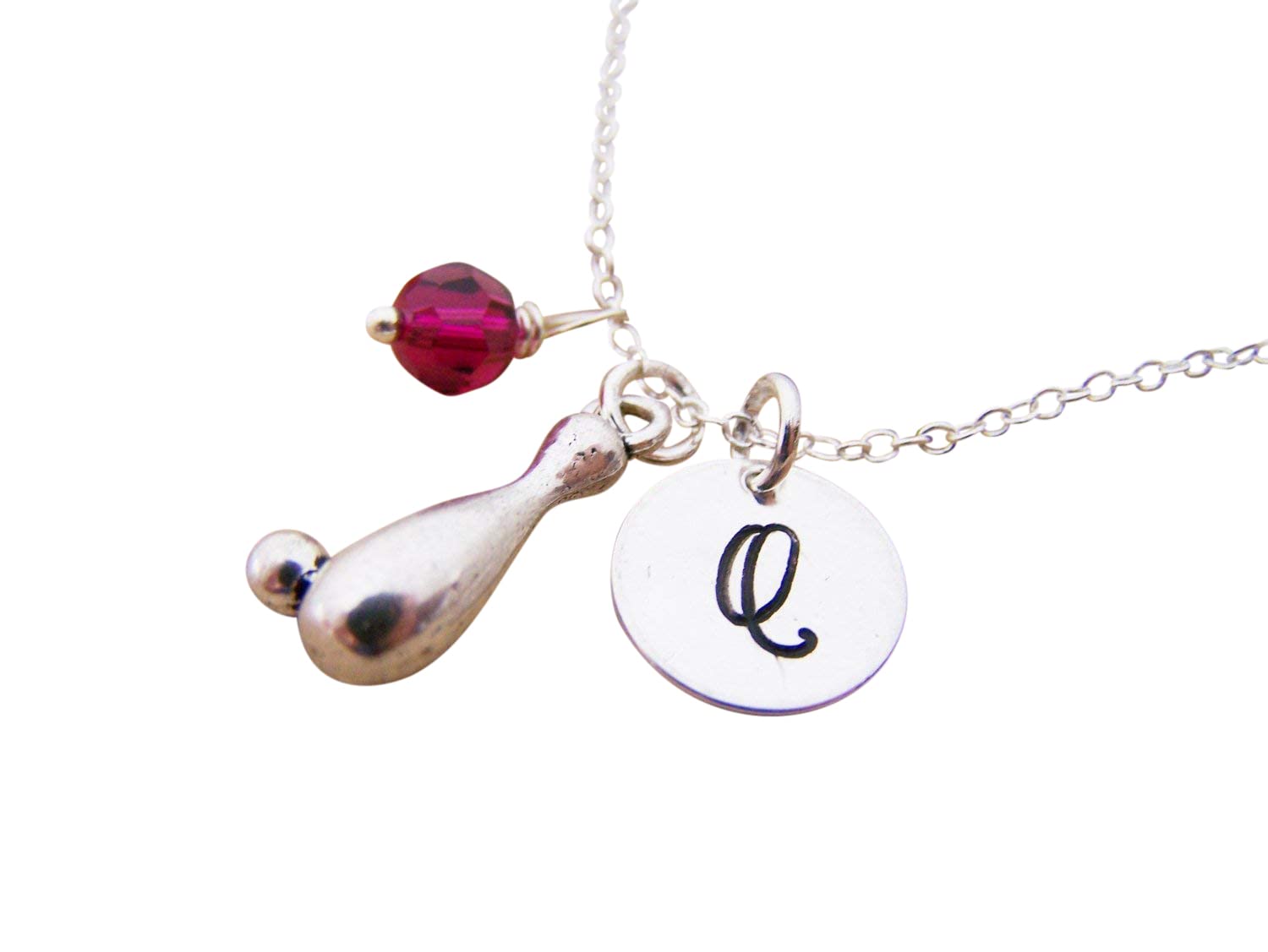 Personalized Sterling Silver Bowling Pin Charm Necklace - Custom Name Jewelry Gift for Bowlers, Sports Enthusiasts & Coaches - Perfect for Birthdays, Tournaments & Team Celebrations