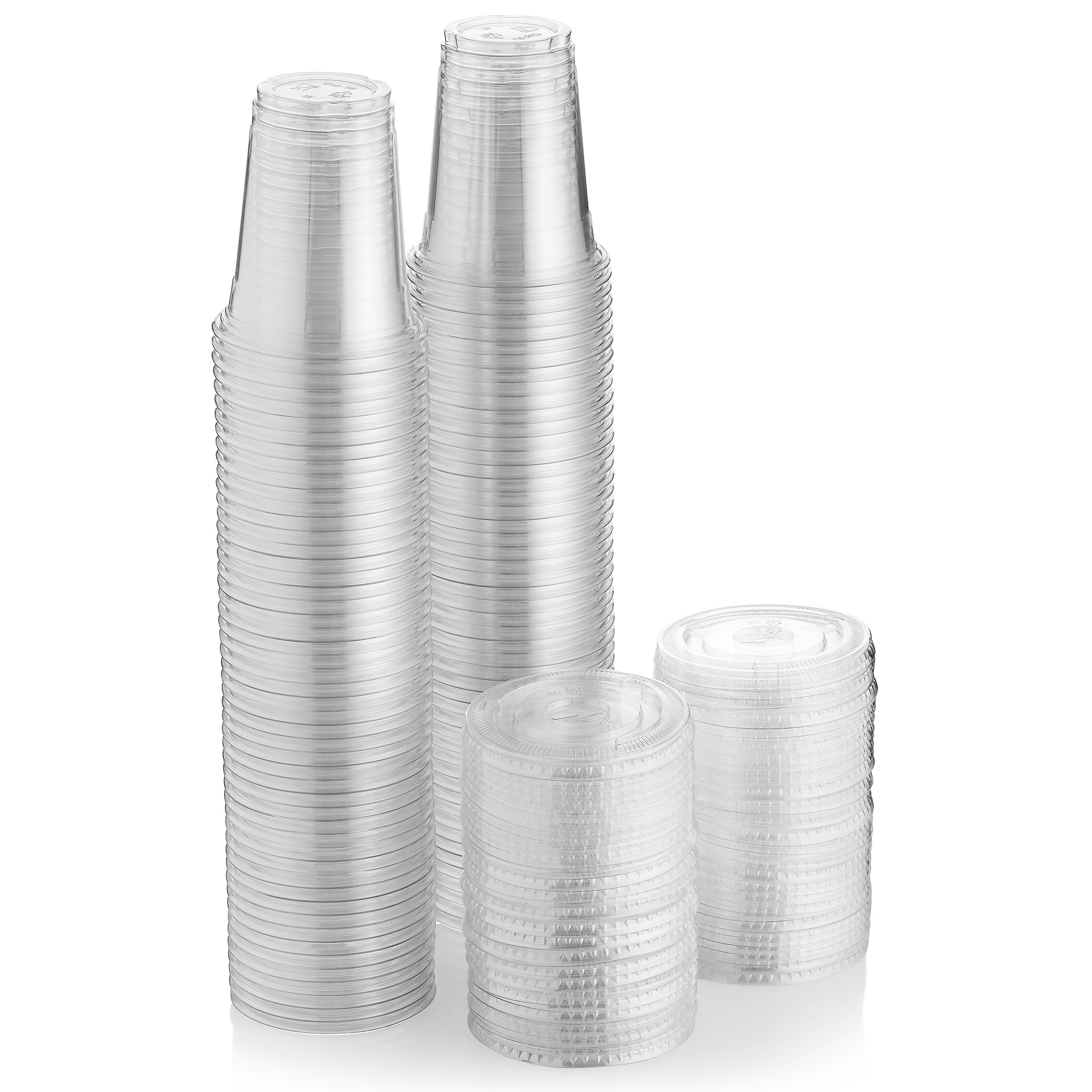12 oz. Disposable Plastic Cups with Lids - 6 Packs of 100 | Eco-Friendly Party Cups for Cold Drinks, Bubble Tea, Boba, Iced Coffee, Smoothies & Juices | Perfect for Parties, BBQs, Picnics & Office Events